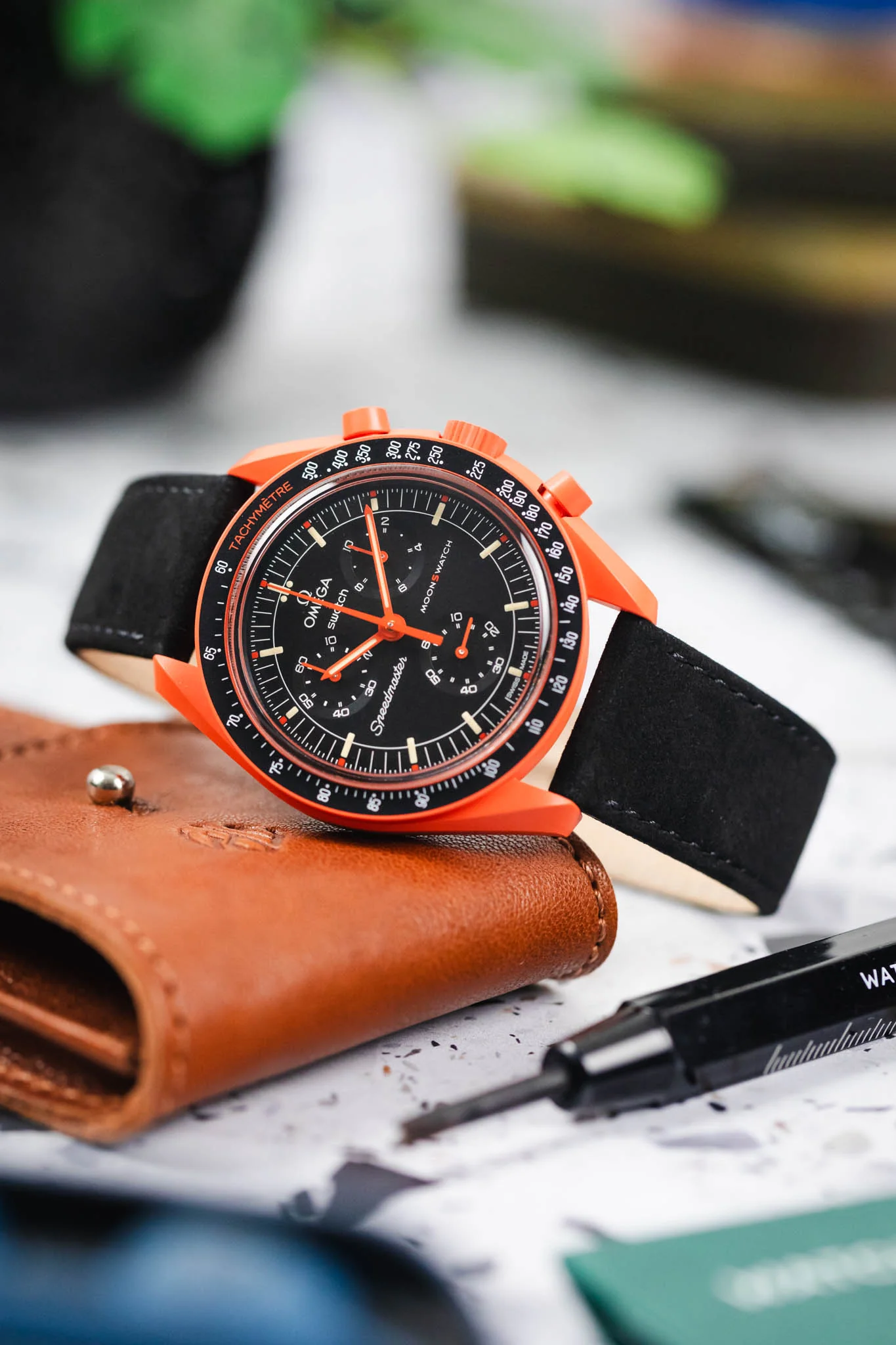 Hirsch OSIRIS Calf Leather With Nubuck Effect Watch Strap In Black - Image 4