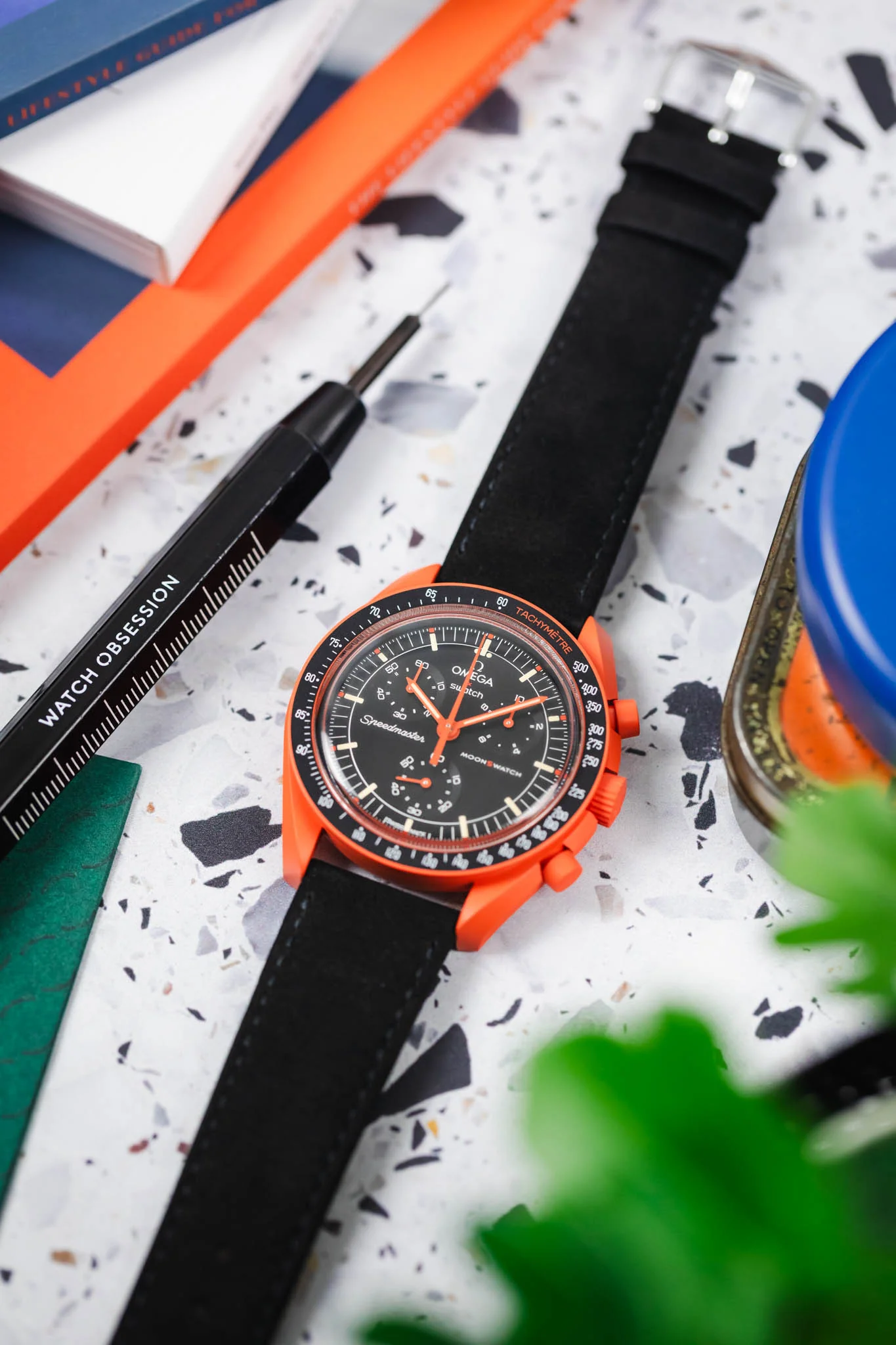 Hirsch OSIRIS Calf Leather With Nubuck Effect Watch Strap In Black - Image 6