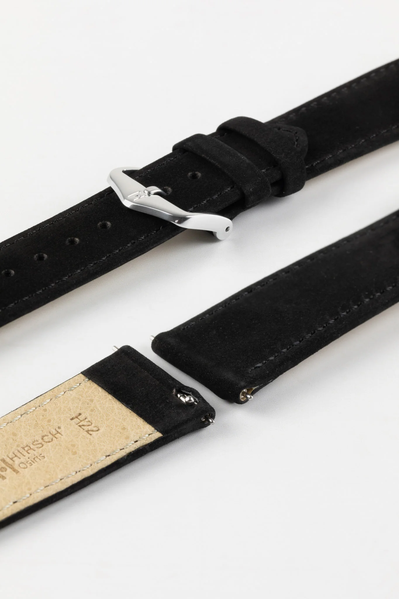 Hirsch OSIRIS Calf Leather With Nubuck Effect Watch Strap In Black - Image 7