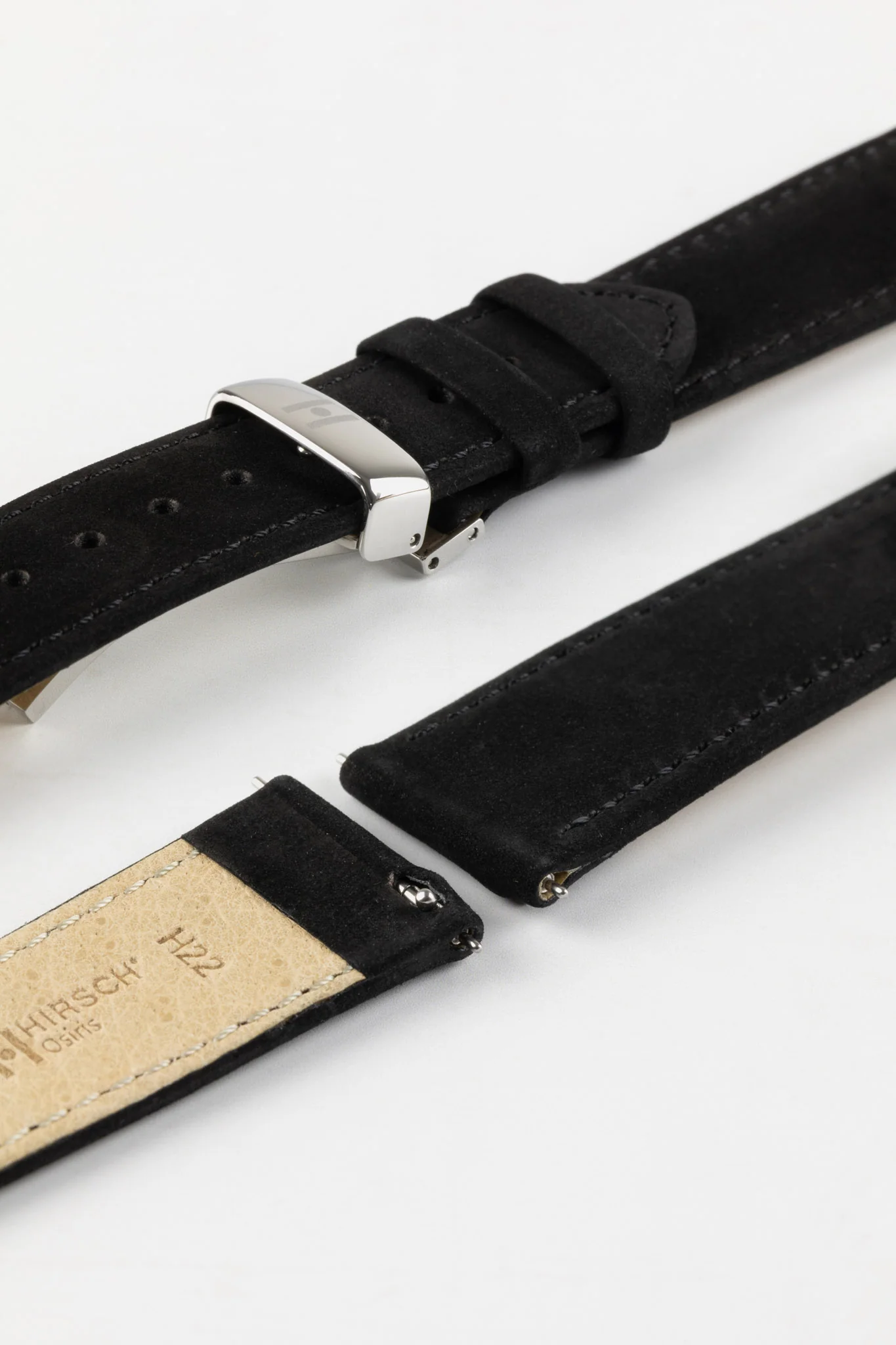 Hirsch OSIRIS Calf Leather With Nubuck Effect Watch Strap In Black - Image 9