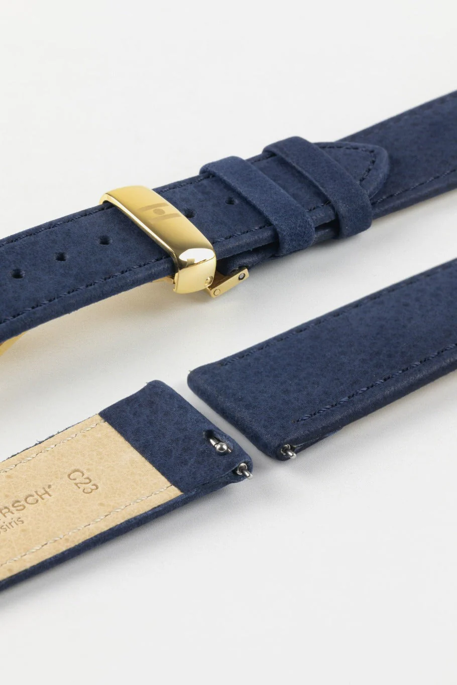 Hirsch OSIRIS Limited Edition Calf Leather with Nubuck Effect Watch Strap in DARK BLUE - Image 10