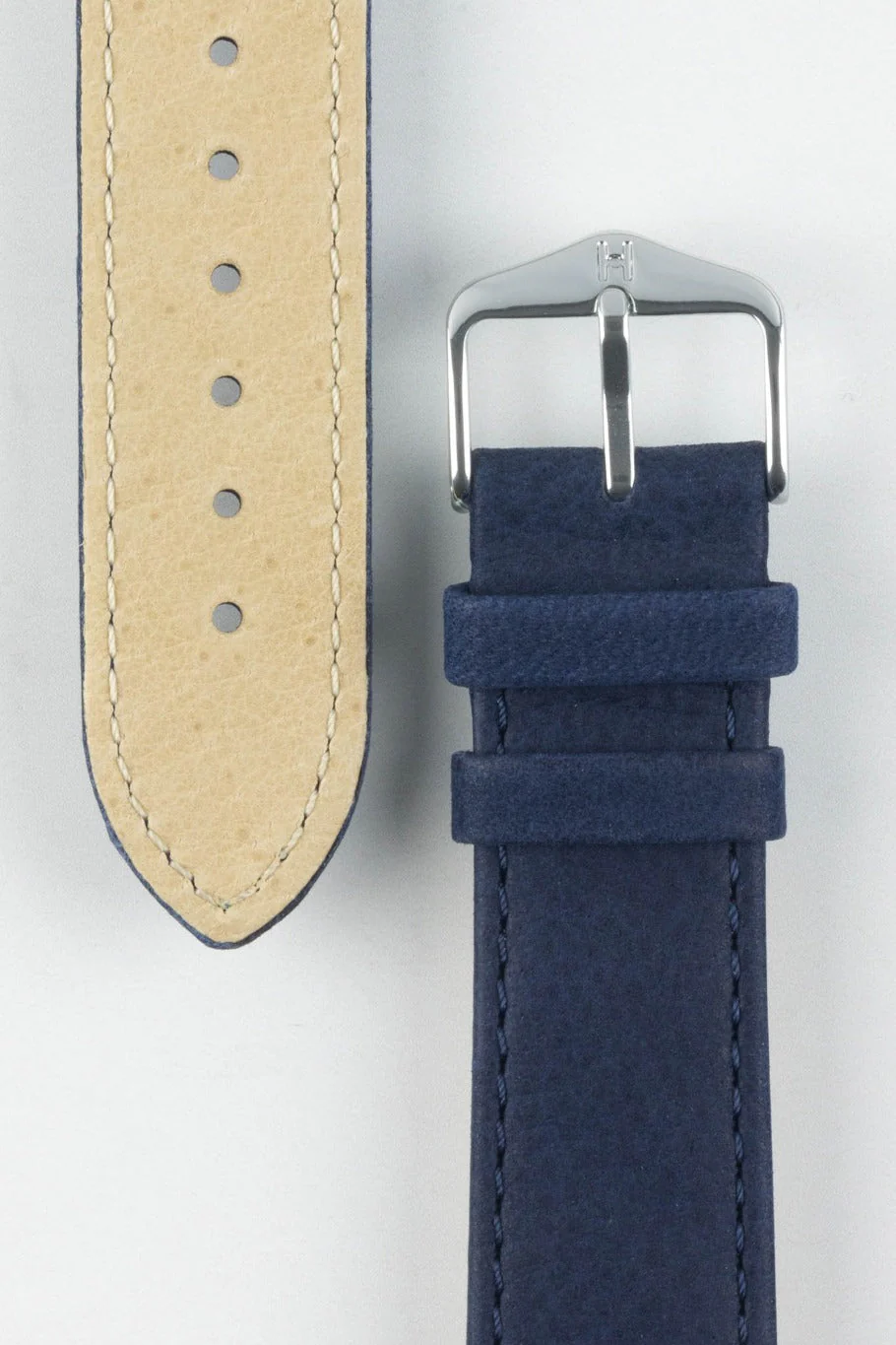 Hirsch OSIRIS Limited Edition Calf Leather with Nubuck Effect Watch Strap in DARK BLUE - Image 3