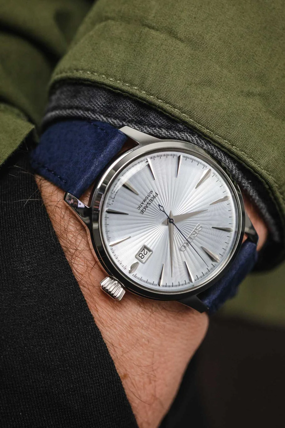 Hirsch OSIRIS Limited Edition Calf Leather with Nubuck Effect Watch Strap in DARK BLUE - Image 6