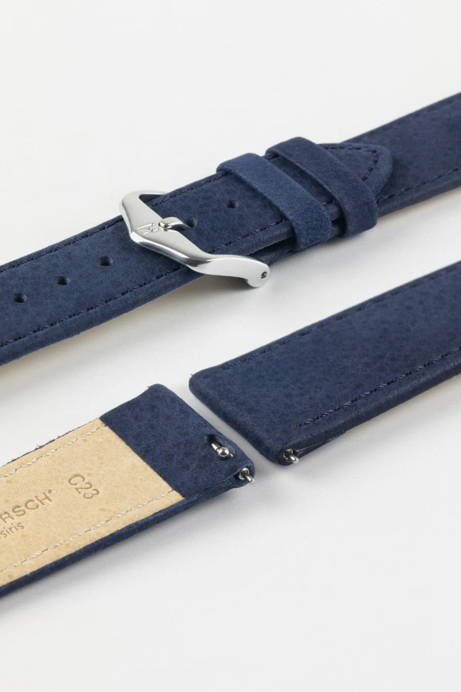 Hirsch OSIRIS Limited Edition Calf Leather with Nubuck Effect Watch Strap in DARK BLUE - Image 7