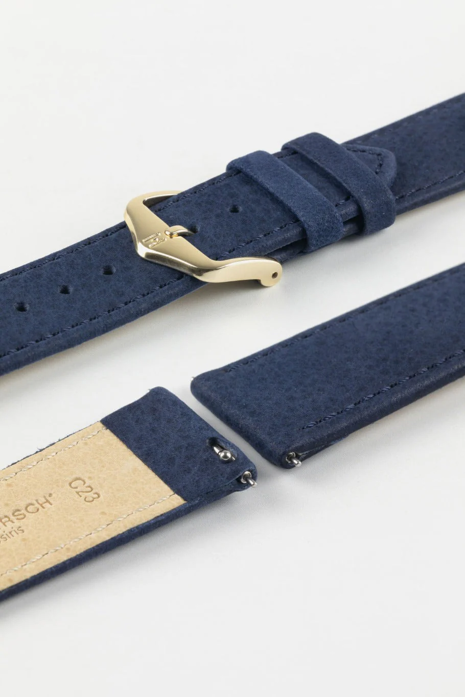 Hirsch OSIRIS Limited Edition Calf Leather with Nubuck Effect Watch Strap in DARK BLUE - Image 8