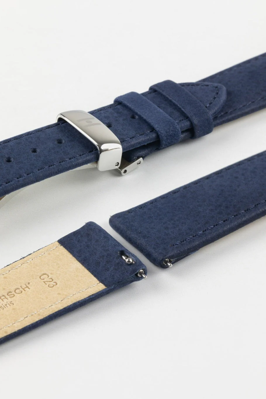 Hirsch OSIRIS Limited Edition Calf Leather with Nubuck Effect Watch Strap in DARK BLUE - Image 9