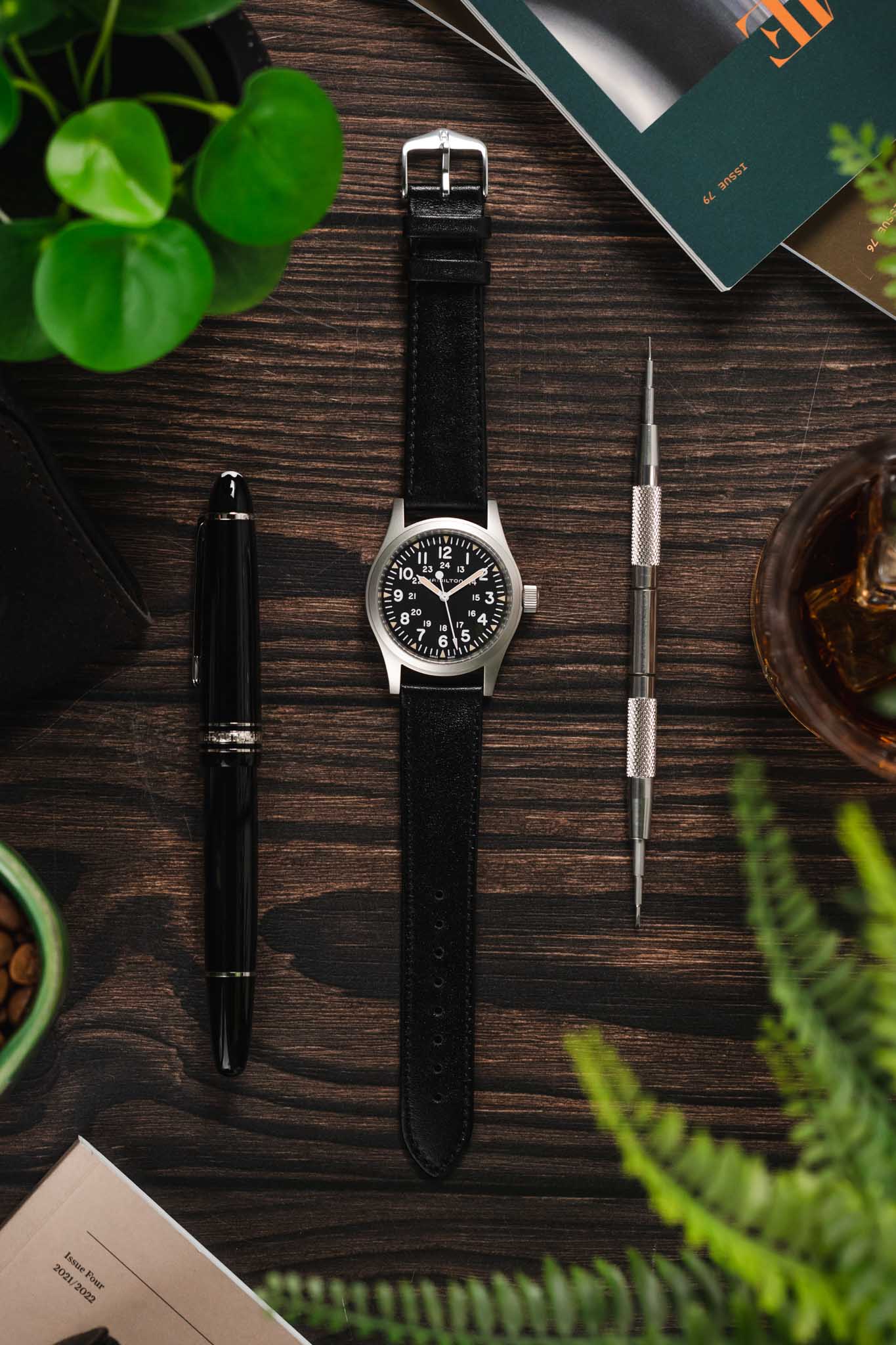 Hirsch OSIRIS NQR Calf Leather Watch Strap in BLACK - Image 6