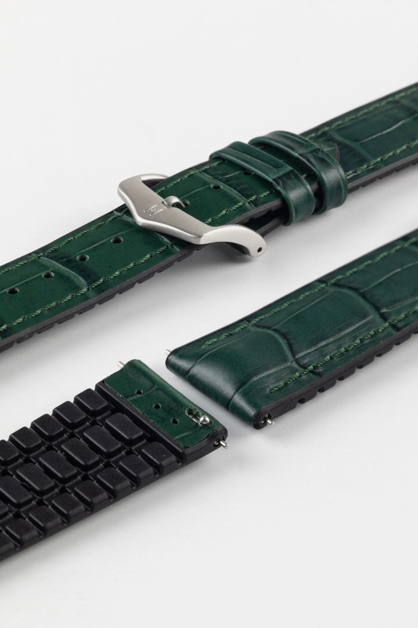Hirsch PAUL Alligator Embossed Performance Watch Strap in GREEN - Image 10