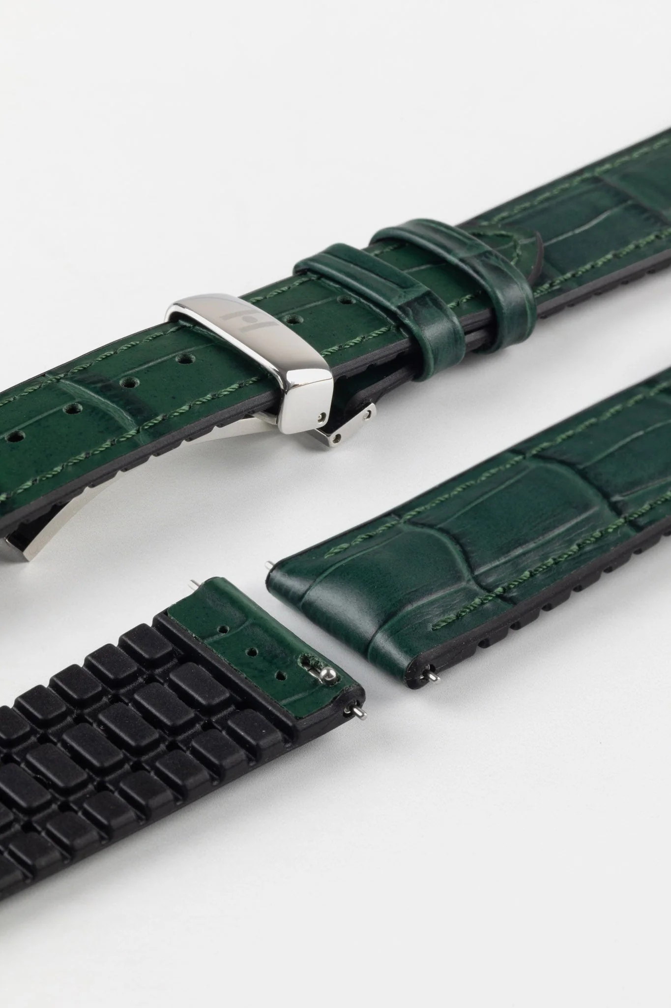 Hirsch PAUL Alligator Embossed Performance Watch Strap in GREEN - Image 11