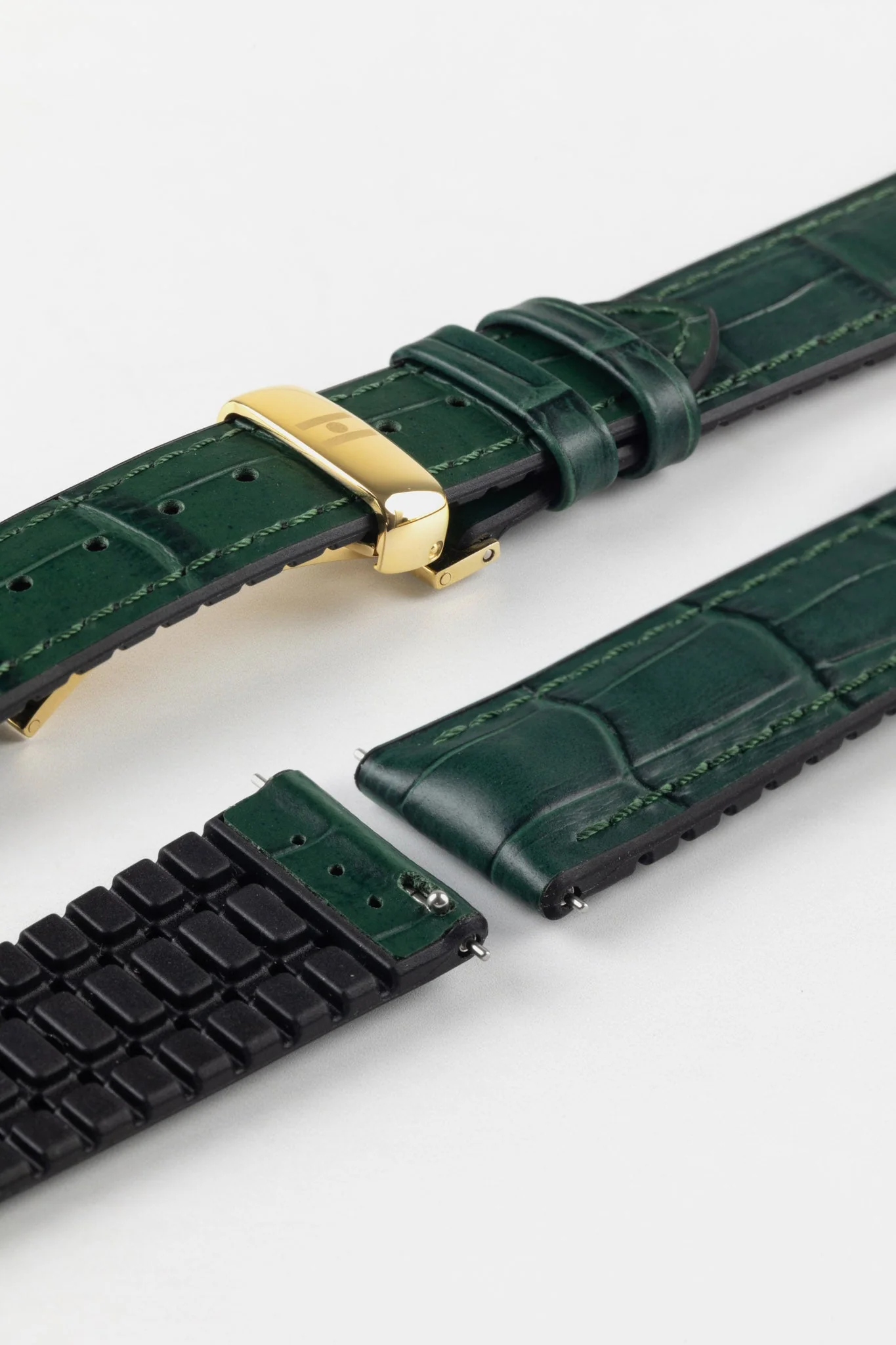 Hirsch PAUL Alligator Embossed Performance Watch Strap in GREEN - Image 12