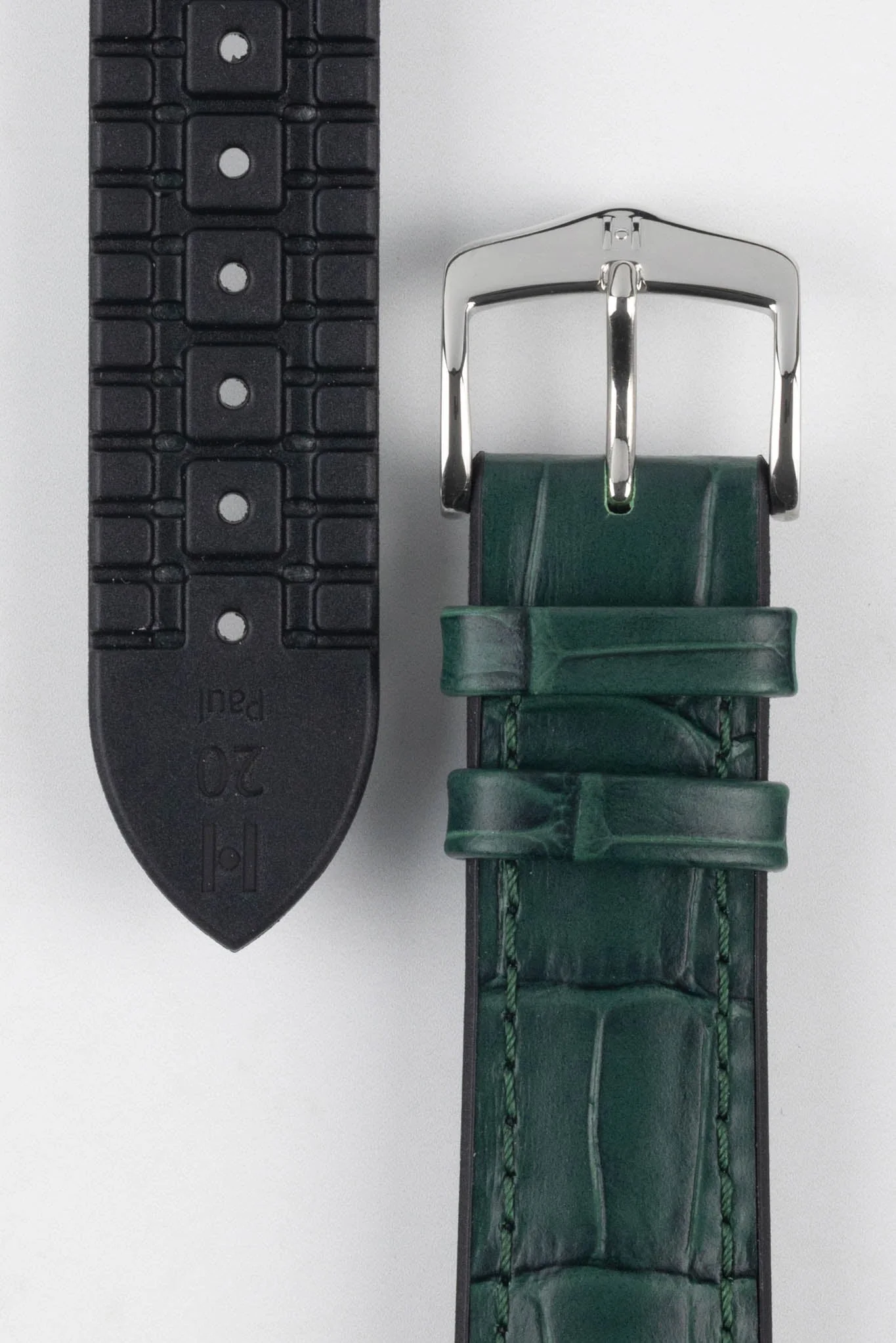 Hirsch PAUL Alligator Embossed Performance Watch Strap in GREEN - Image 3