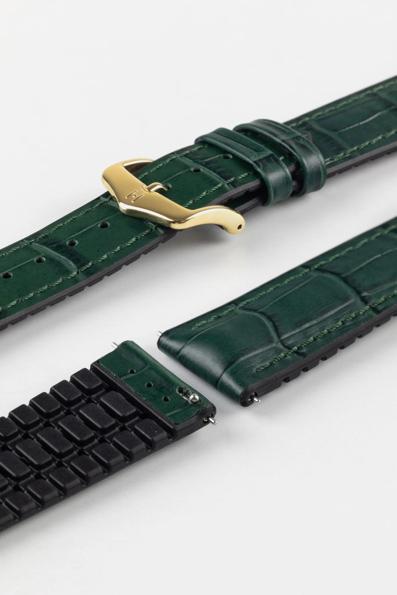 Hirsch PAUL Alligator Embossed Performance Watch Strap in GREEN - Image 8