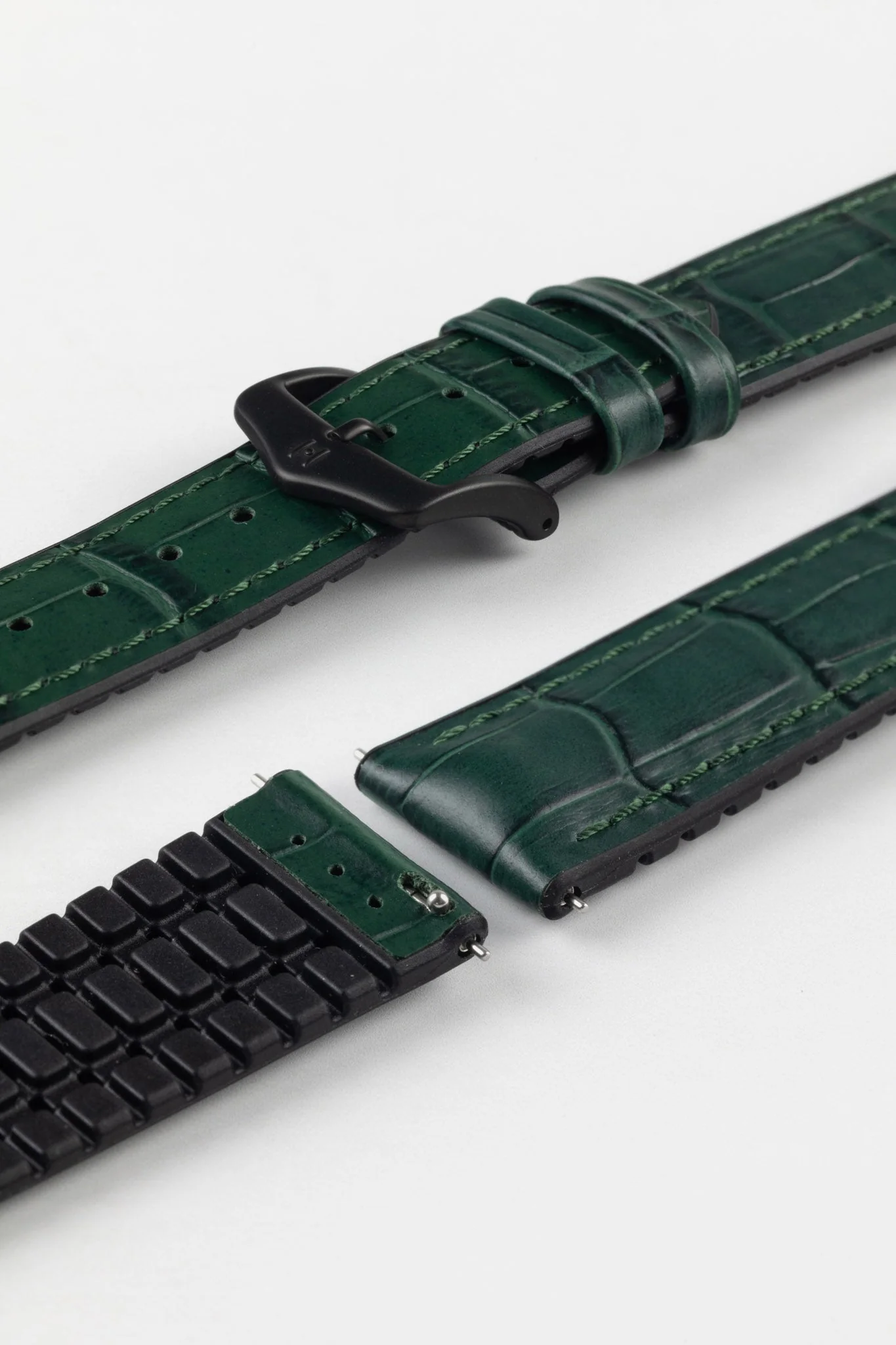 Hirsch PAUL Alligator Embossed Performance Watch Strap in GREEN - Image 9