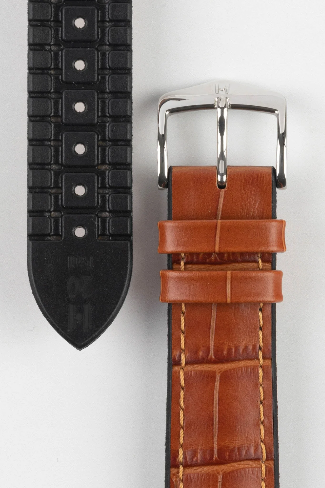 Hirsch PAUL Alligator Embossed Performance Watch Strap in HONEY - Image 3
