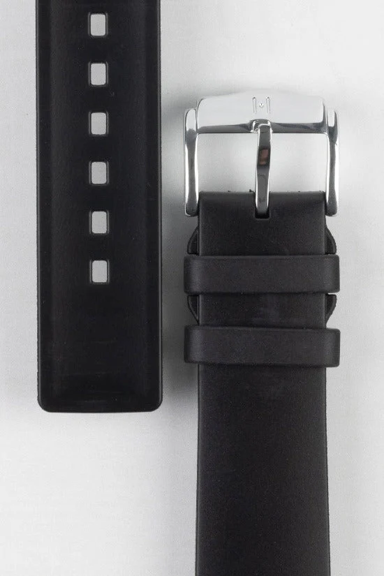 Hirsch PURE Natural Rubber Watch Strap in BLACK - Image 3