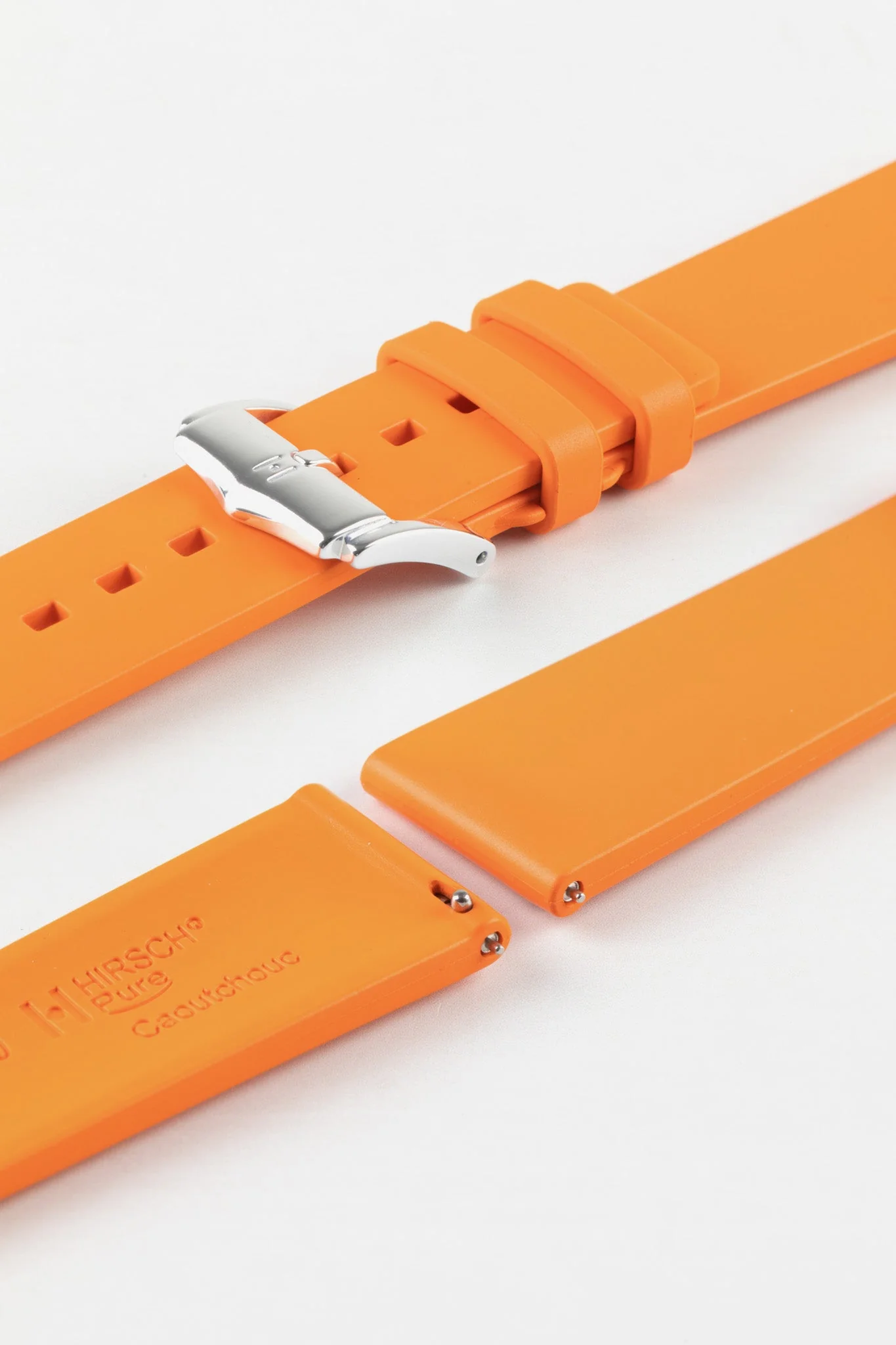Hirsch PURE Natural Rubber Watch Strap in ORANGE - Image 7