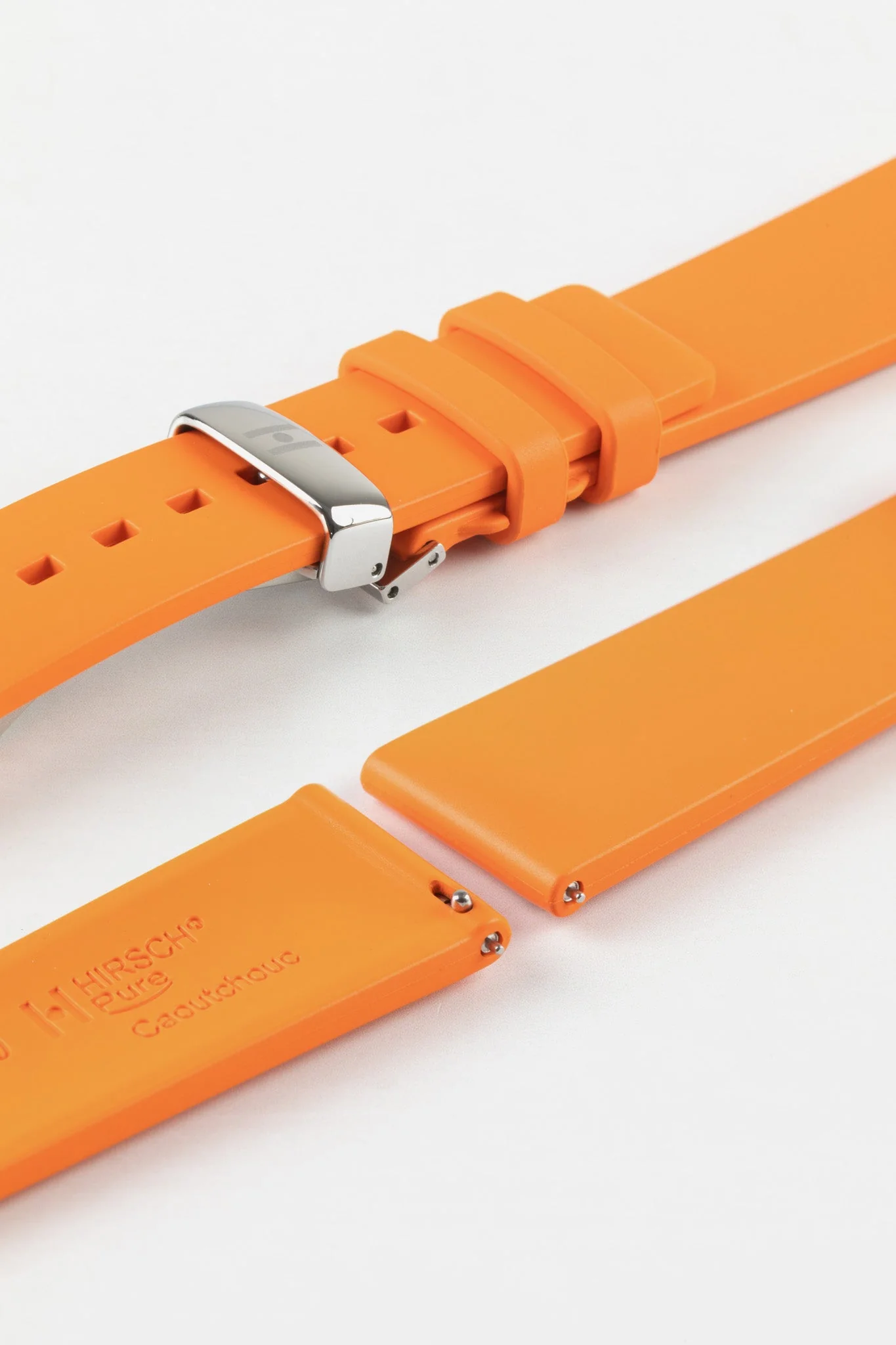 Hirsch PURE Natural Rubber Watch Strap in ORANGE - Image 8