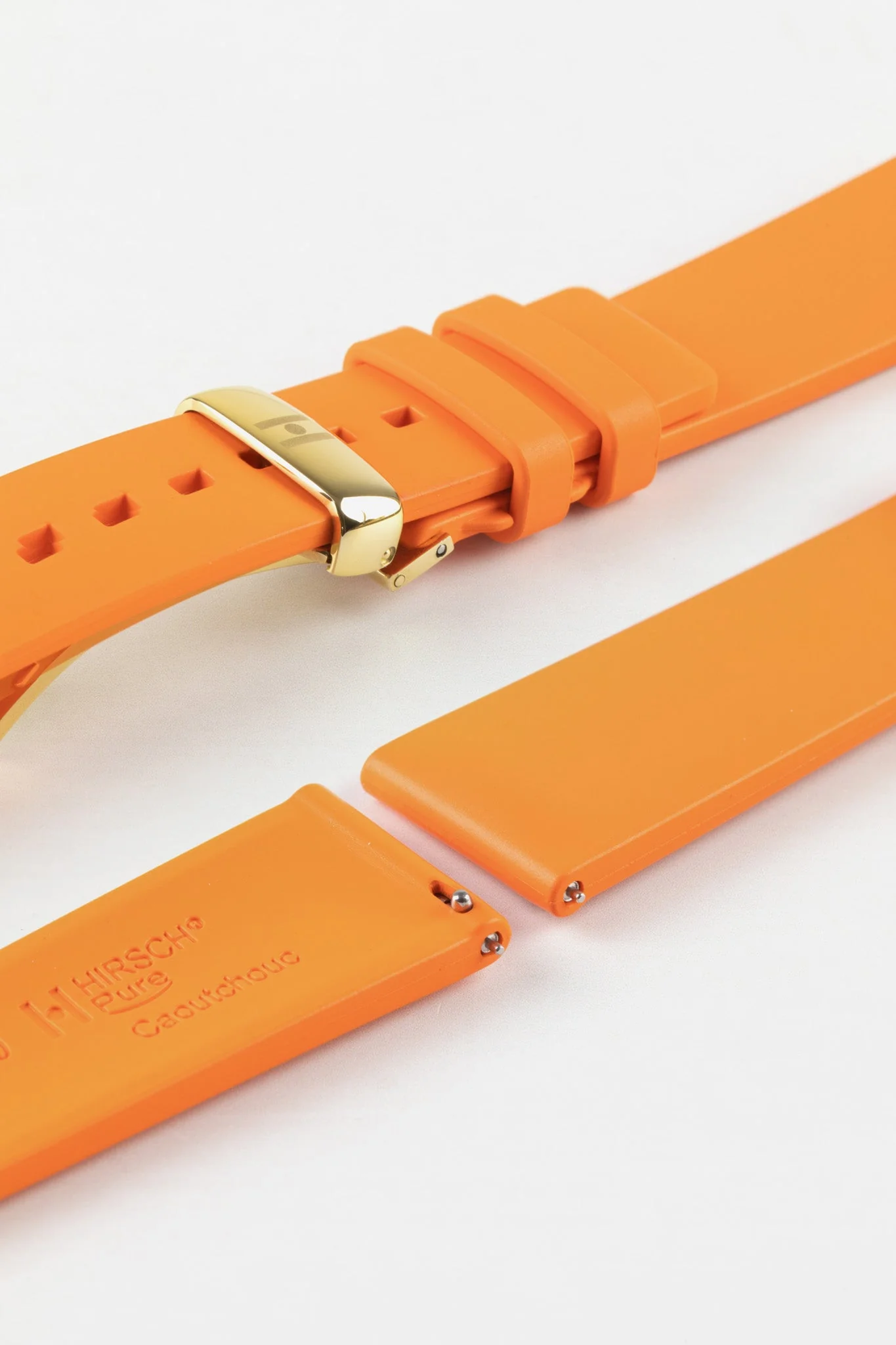 Hirsch PURE Natural Rubber Watch Strap in ORANGE - Image 9