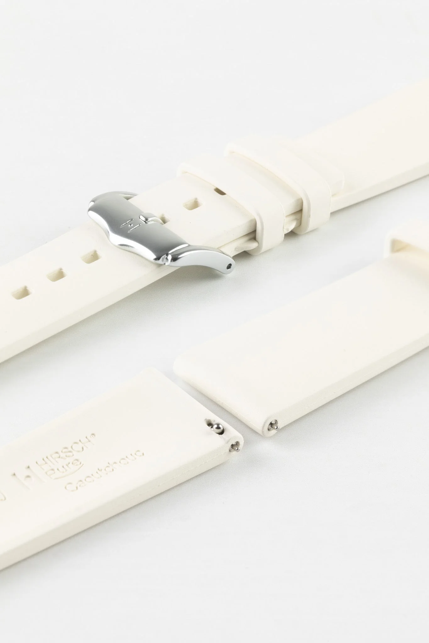 Hirsch PURE Natural Rubber Watch Strap in WHITE - Image 7