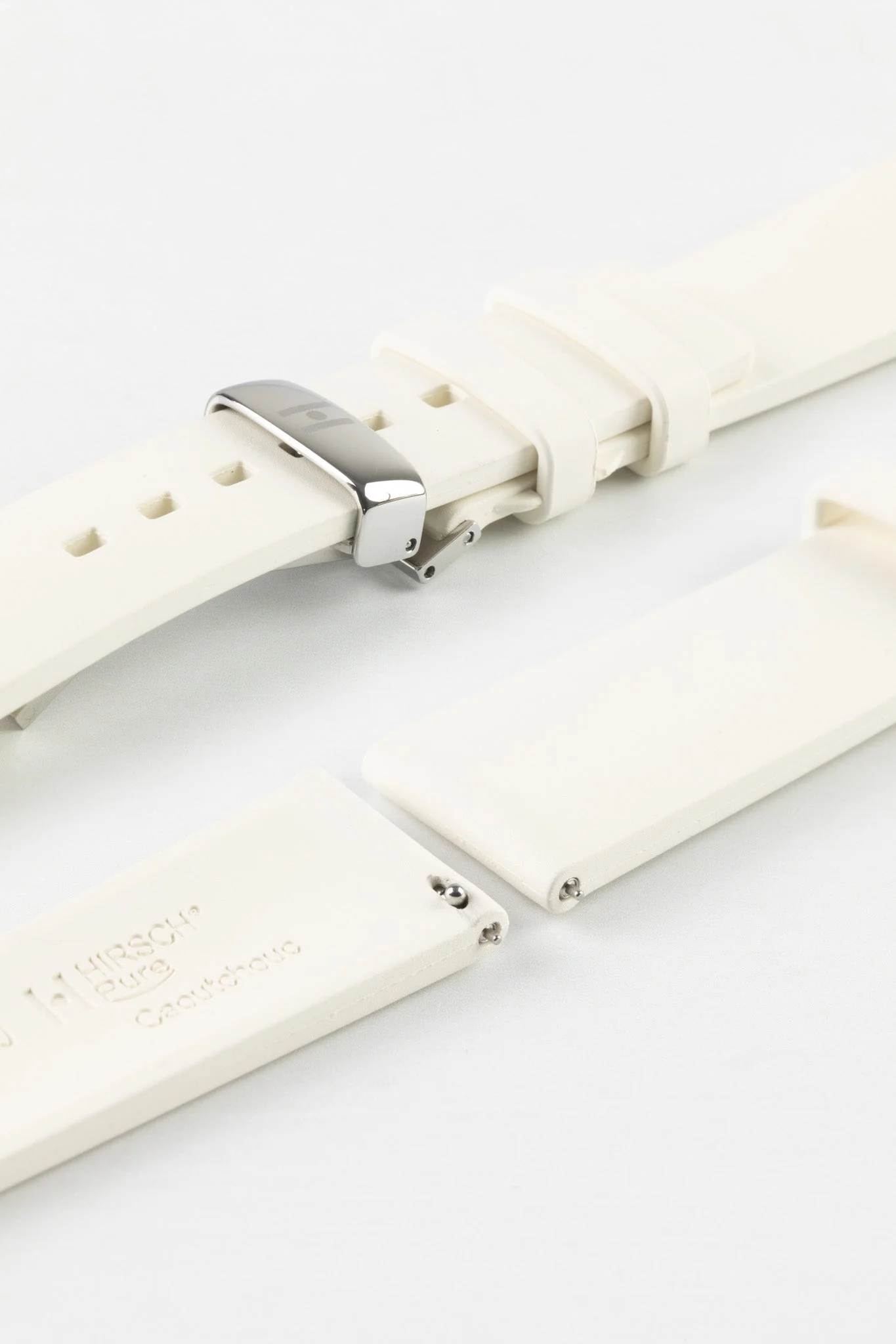 Hirsch PURE Natural Rubber Watch Strap in WHITE - Image 8