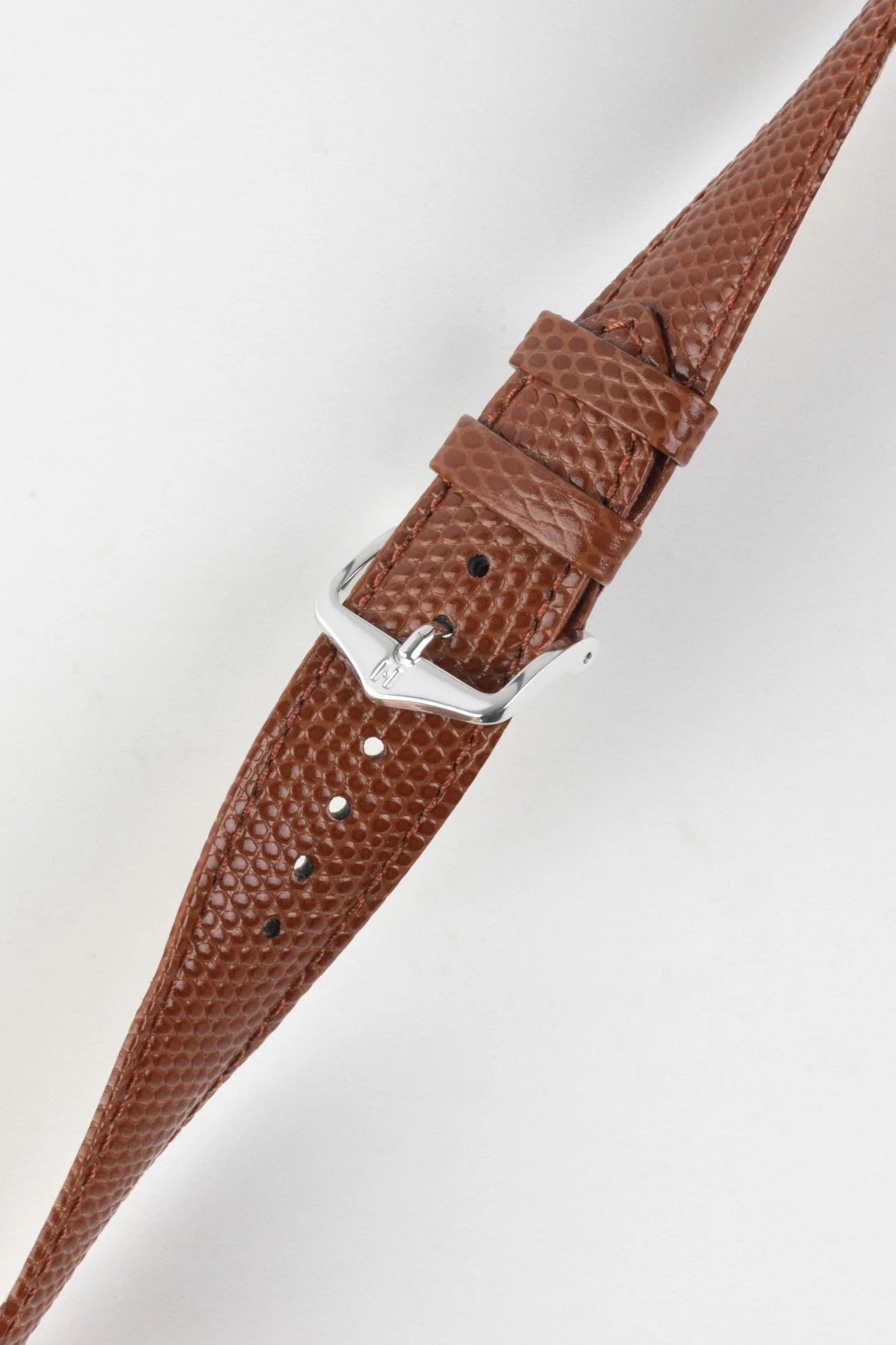 Hirsch RAINBOW Lizard Embossed Leather Watch Strap in GOLD BROWN - Image 5