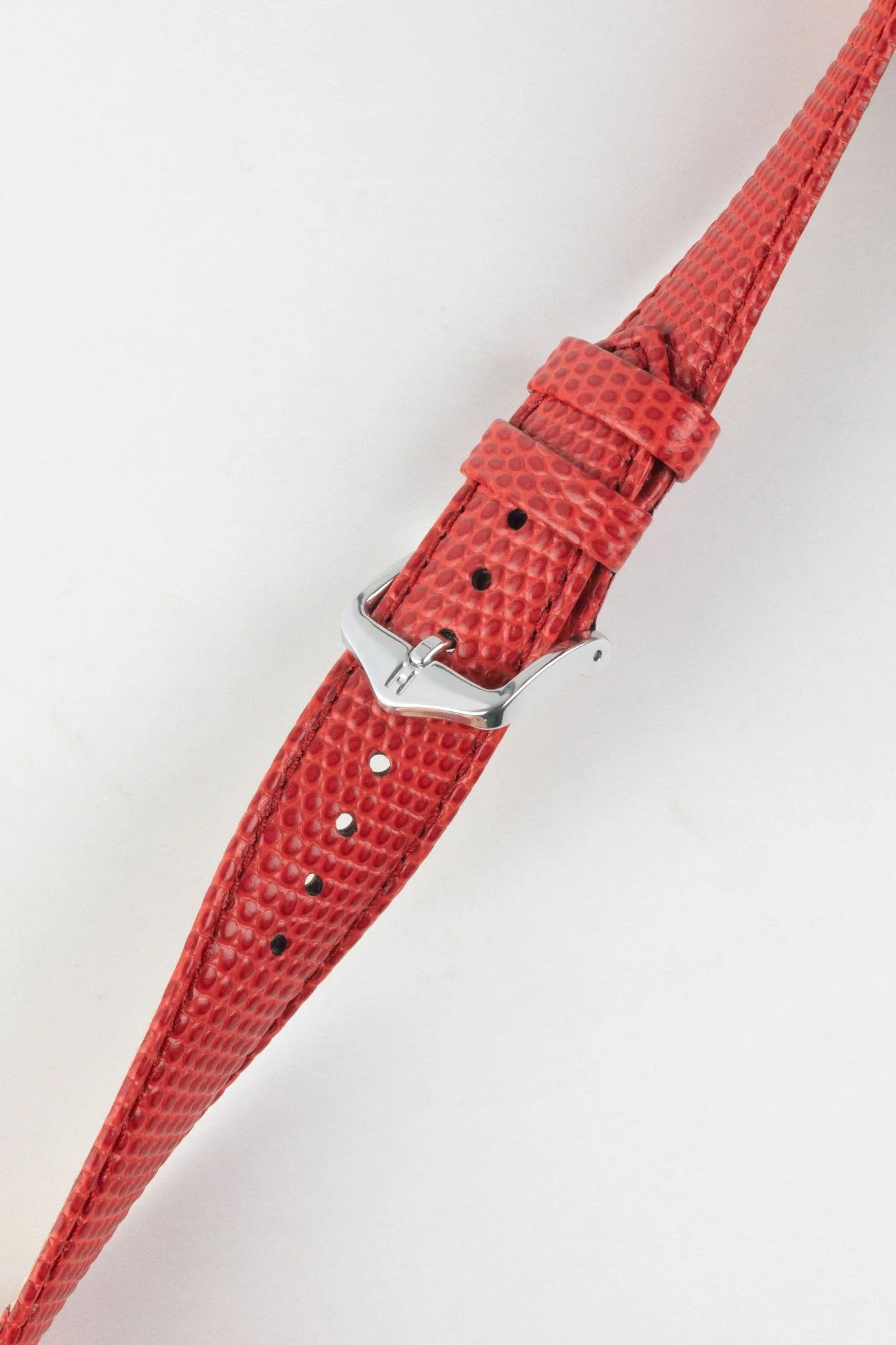 Hirsch RAINBOW Lizard Embossed Leather Watch Strap in RED - Image 5