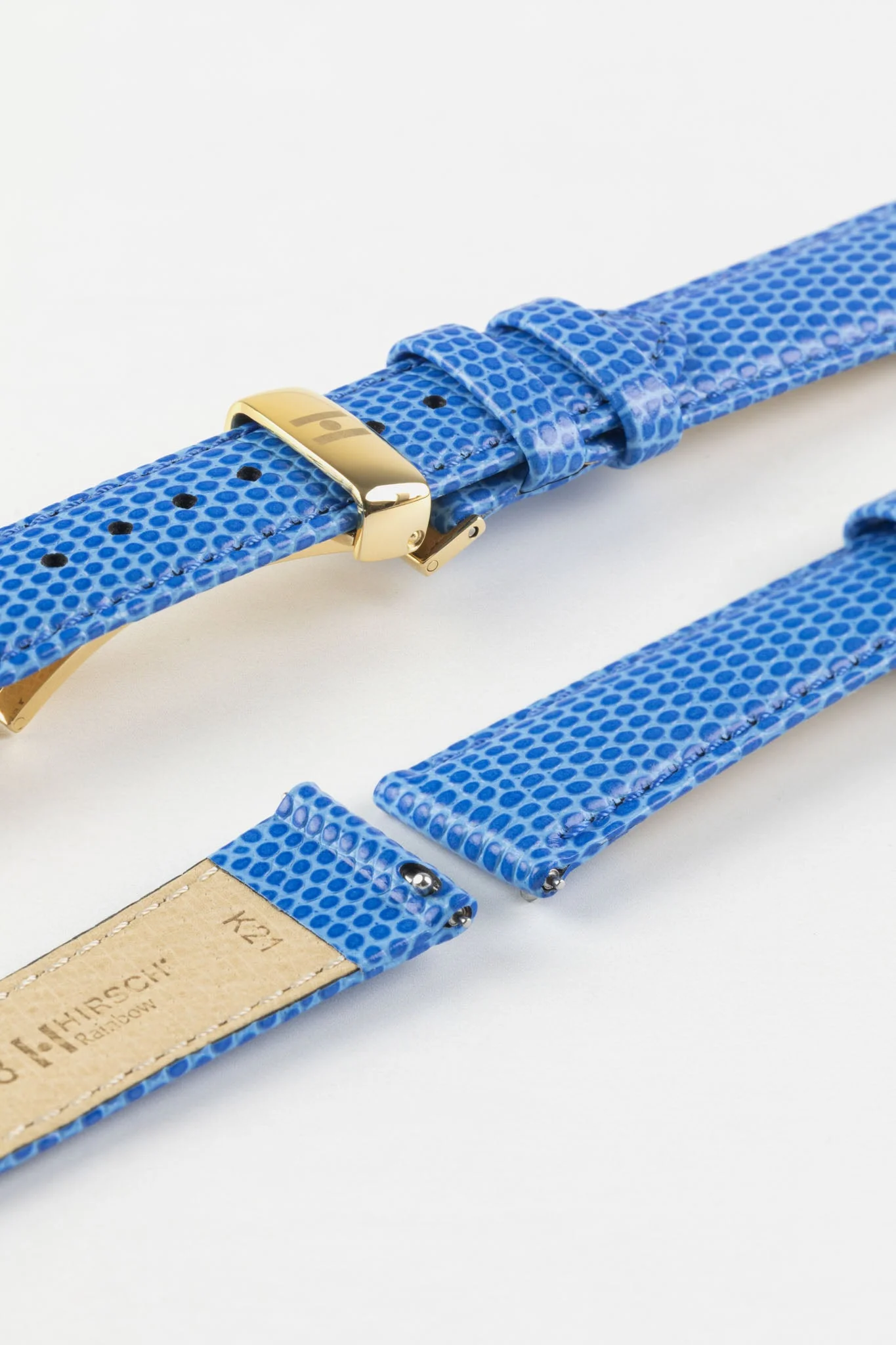 Hirsch RAINBOW Lizard Embossed Leather Watch Strap in ROYAL BLUE - Image 10