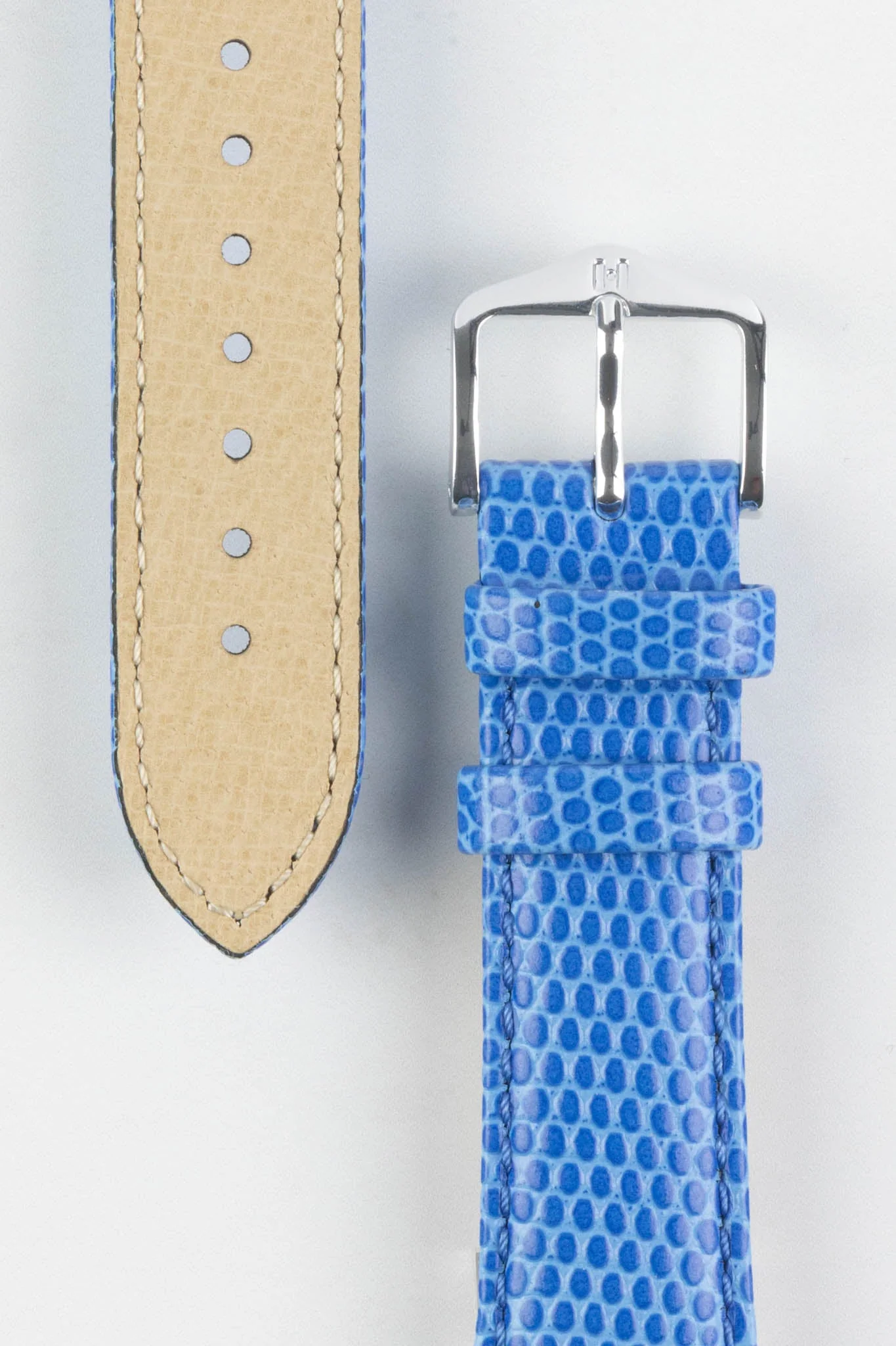 Hirsch RAINBOW Lizard Embossed Leather Watch Strap in ROYAL BLUE - Image 3