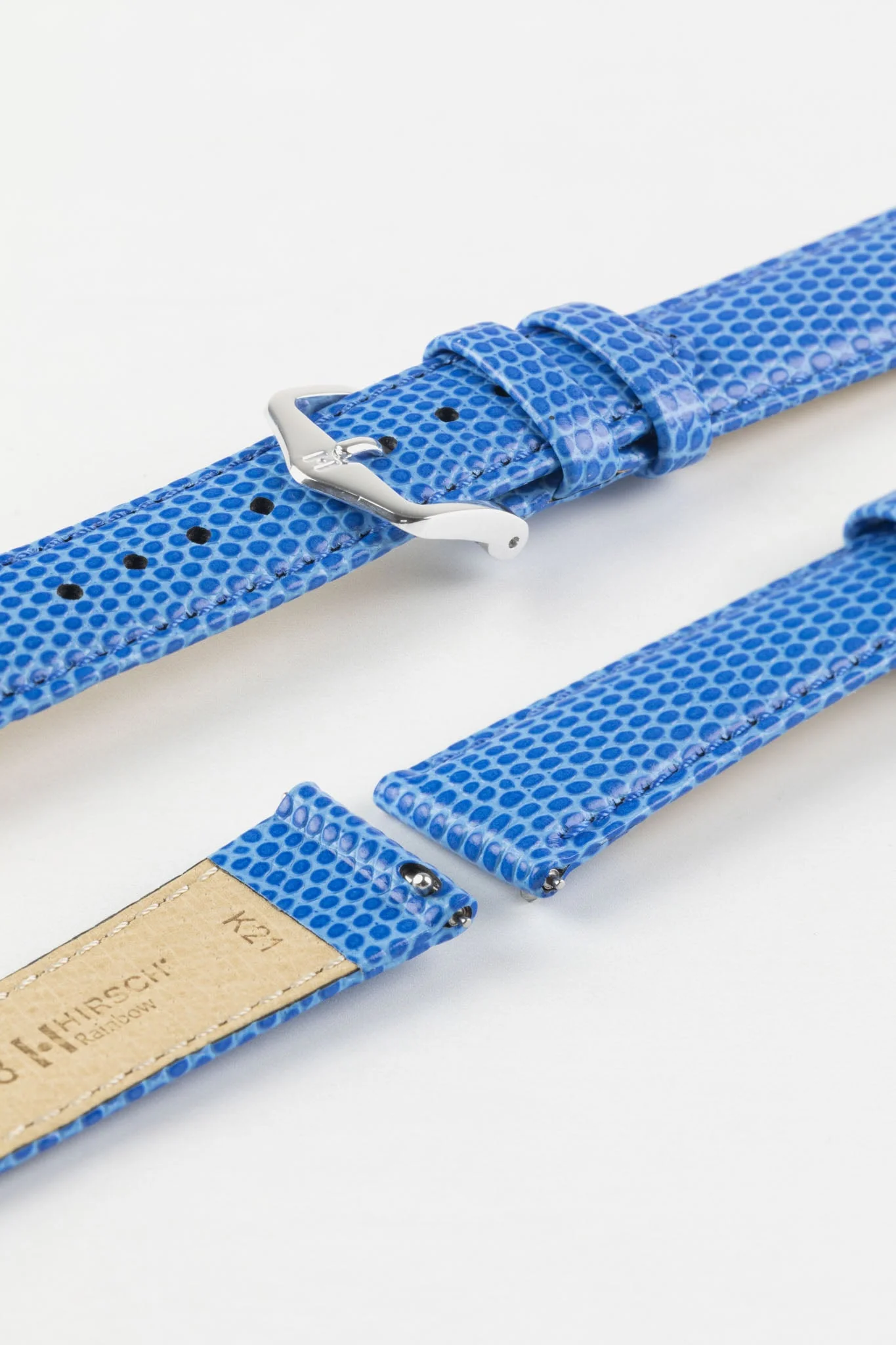 Hirsch RAINBOW Lizard Embossed Leather Watch Strap in ROYAL BLUE - Image 7