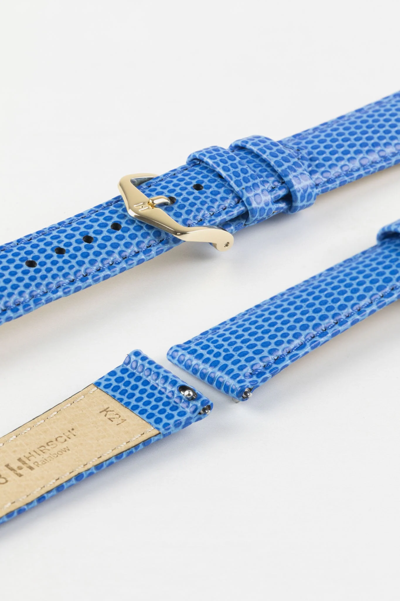 Hirsch RAINBOW Lizard Embossed Leather Watch Strap in ROYAL BLUE - Image 8