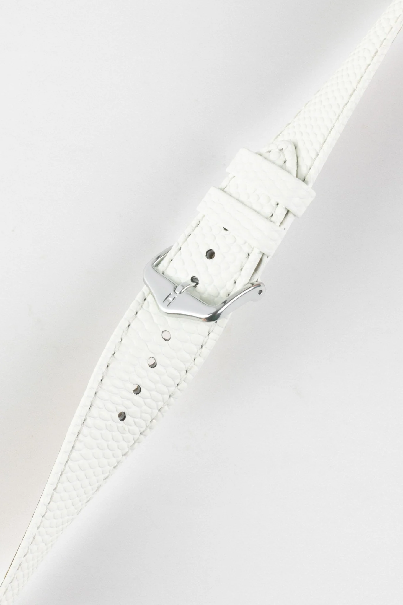 Hirsch RAINBOW Lizard Embossed Leather Watch Strap in WHITE - Image 5