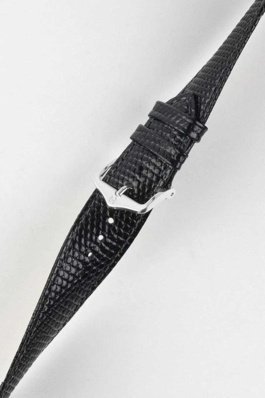 Hirsch RAINBOW NQR Lizard-Embossed Leather Watch Strap in BLACK - Image 5
