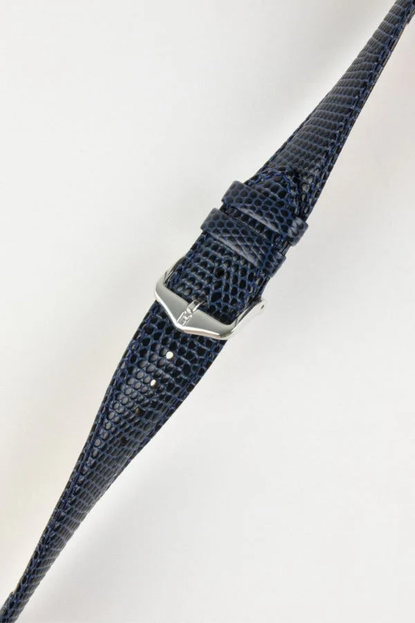 Hirsch RAINBOW NQR Lizard-Embossed Leather Watch Strap in BLUE - Image 5