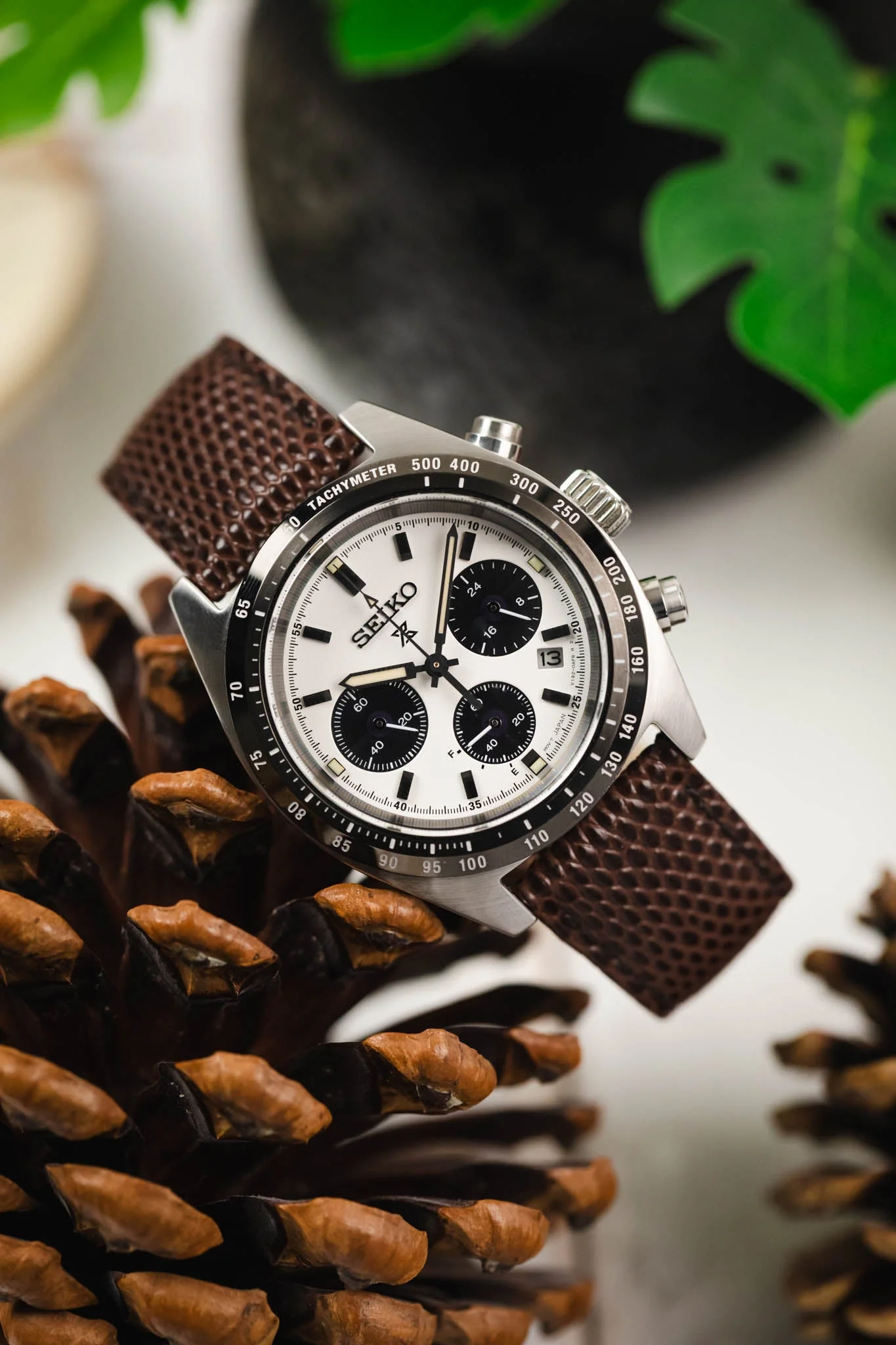 Hirsch RAINBOW NQR Lizard-Embossed Leather Watch Strap in BROWN - Image 2