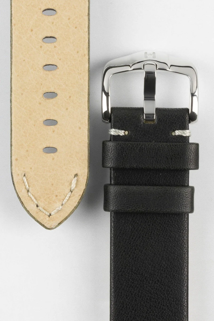 Hirsch RANGER Retro Leather Parallel Watch Strap in BLACK - Image 3