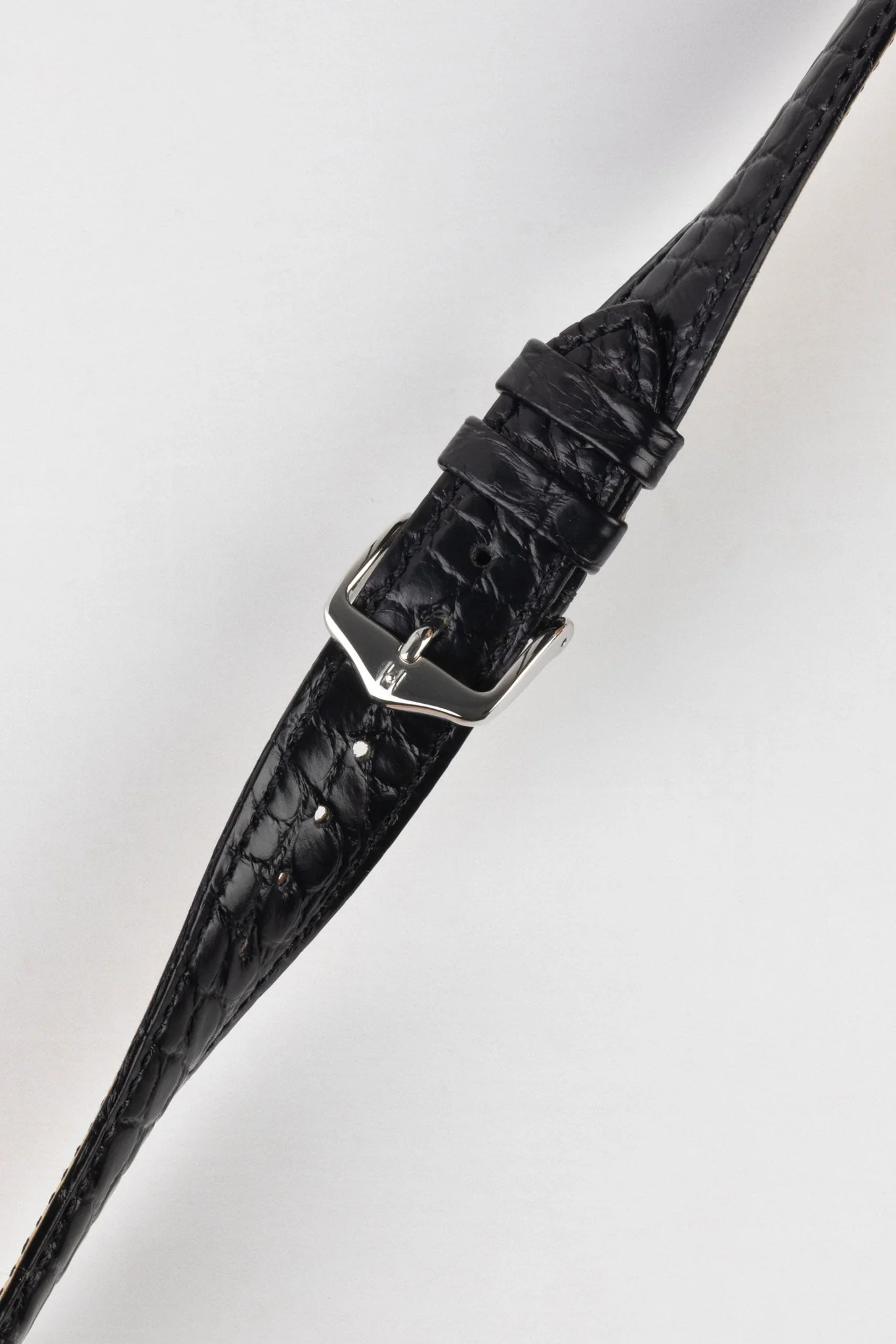 Hirsch REGENT Genuine Alligator Leather Watch Strap in BLACK - Image 5