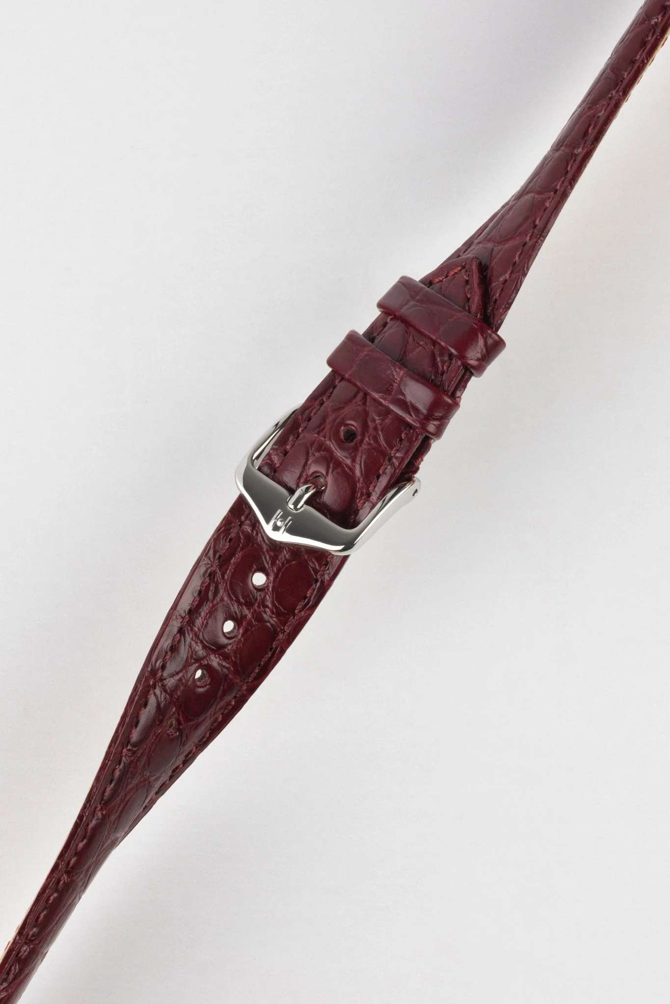 Hirsch REGENT Genuine Alligator Leather Watch Strap in BURGUNDY - Image 5