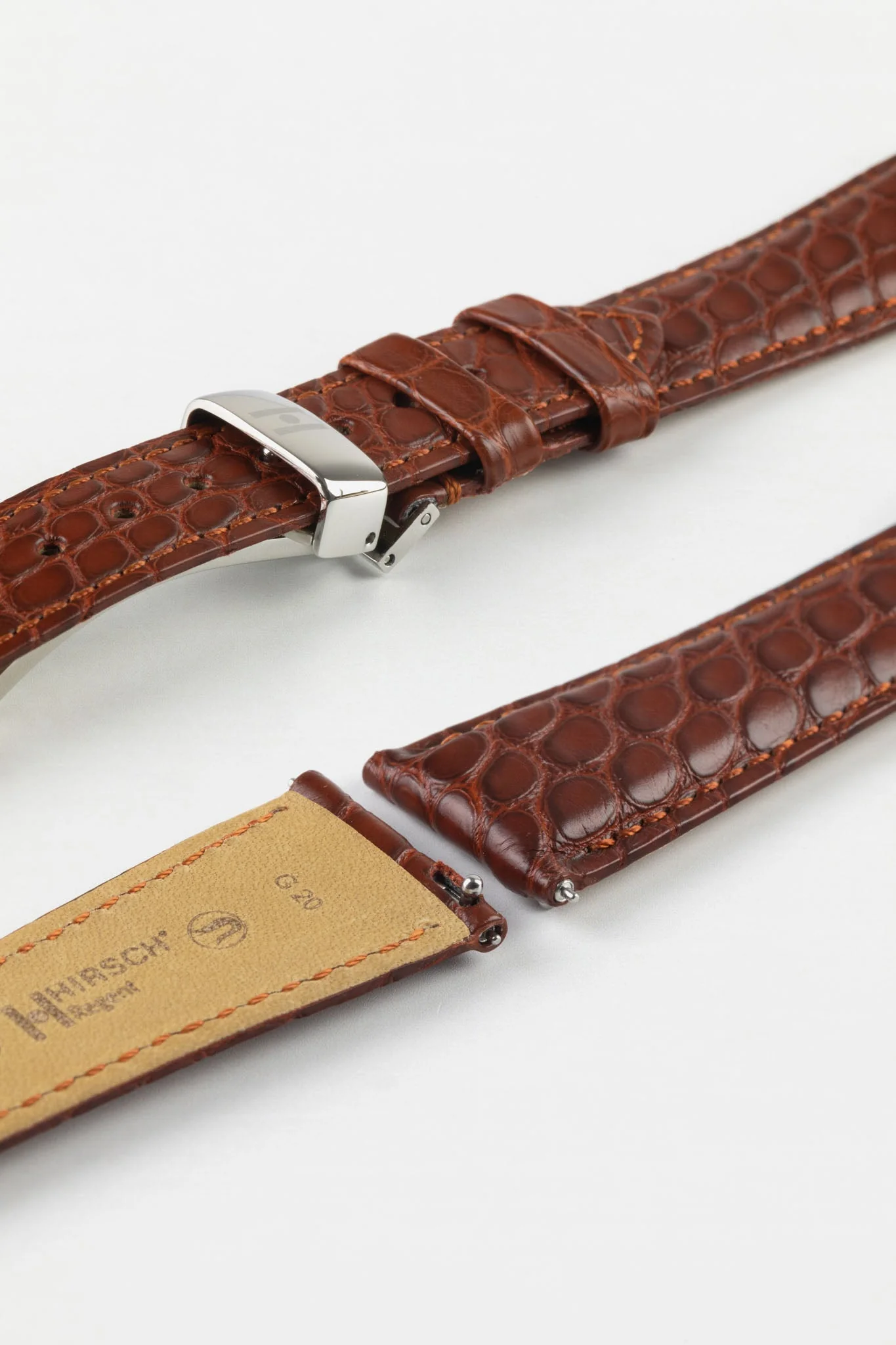 Hirsch REGENT Genuine Alligator Leather Watch Strap in GOLD BROWN - Image 10