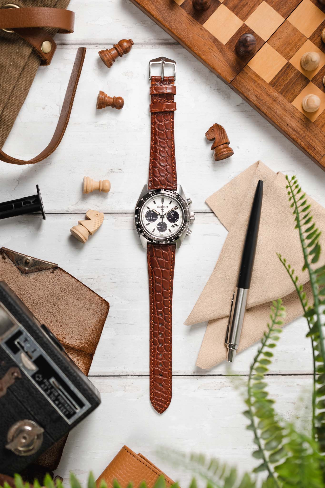 Hirsch REGENT Genuine Alligator Leather Watch Strap in GOLD BROWN - Image 6