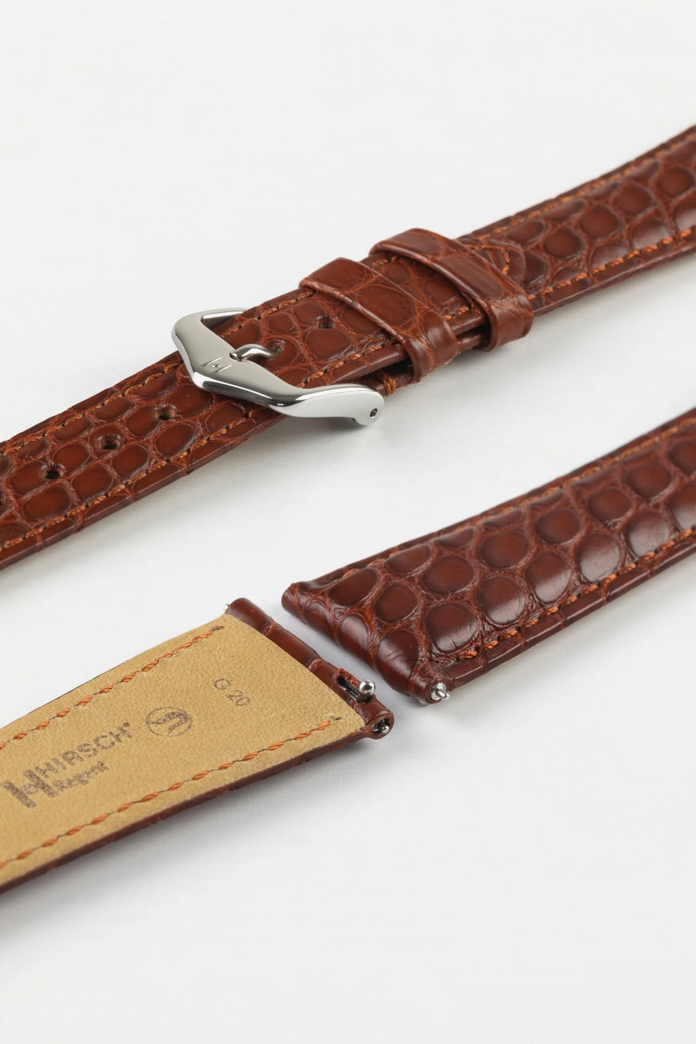 Hirsch REGENT Genuine Alligator Leather Watch Strap in GOLD BROWN - Image 7