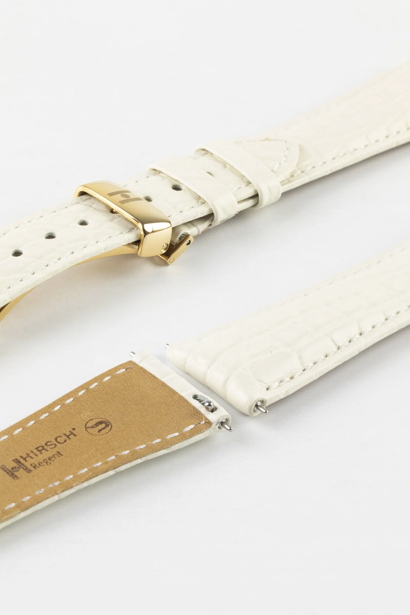 Hirsch REGENT Genuine Alligator Leather Watch Strap in WHITE - Image 11