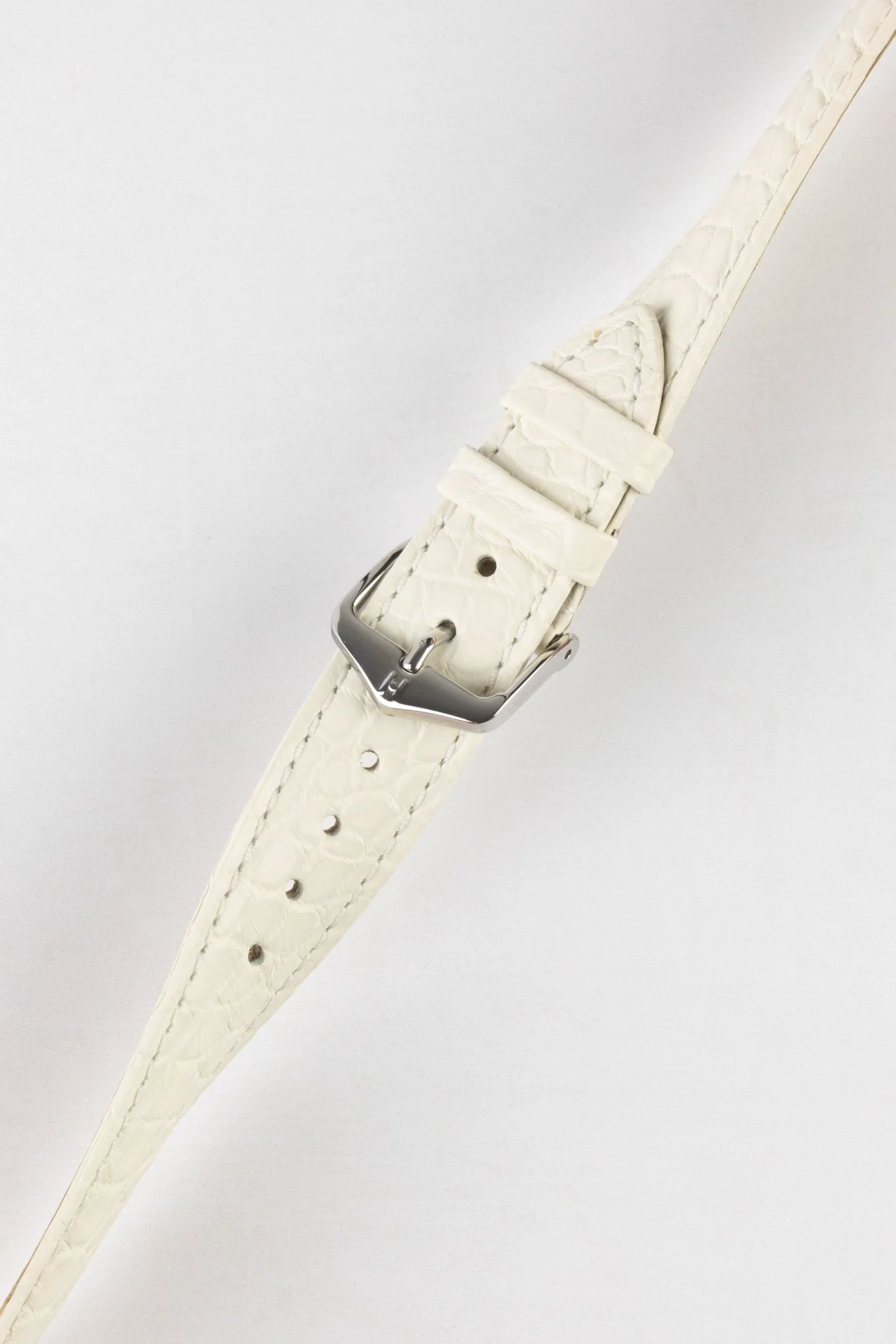 Hirsch REGENT Genuine Alligator Leather Watch Strap in WHITE - Image 5