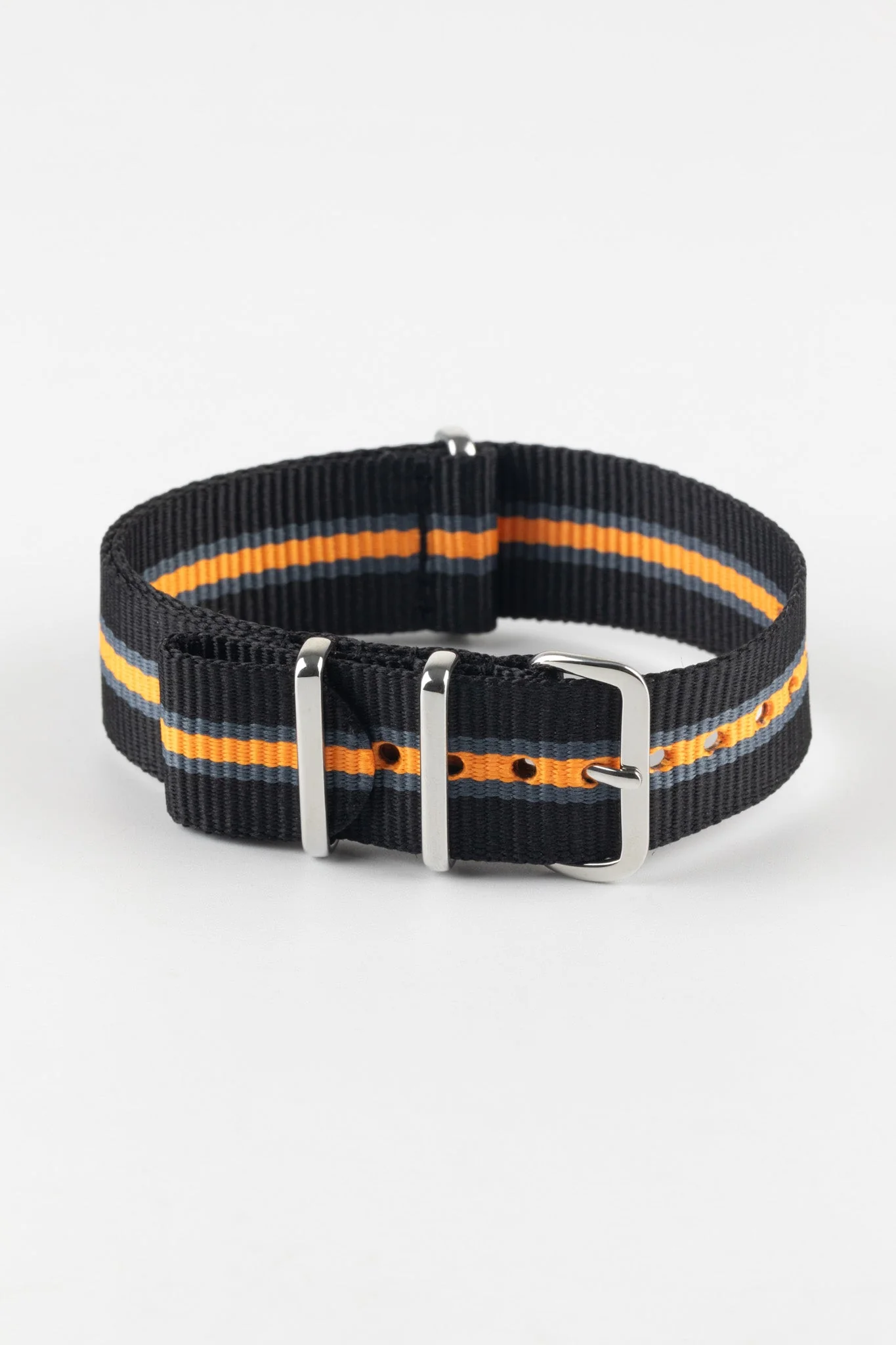 Hirsch RUSH Nylon One-Piece Watch Strap in BLACK / GREY / ORANGE - Image 5
