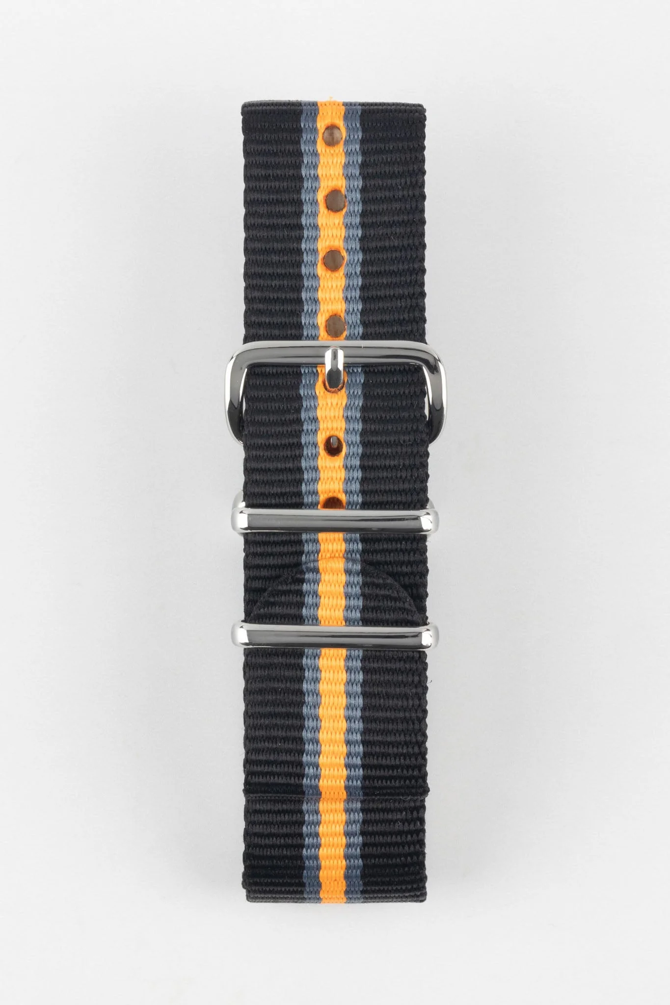 Hirsch RUSH Nylon One-Piece Watch Strap in BLACK / GREY / ORANGE - Image 7