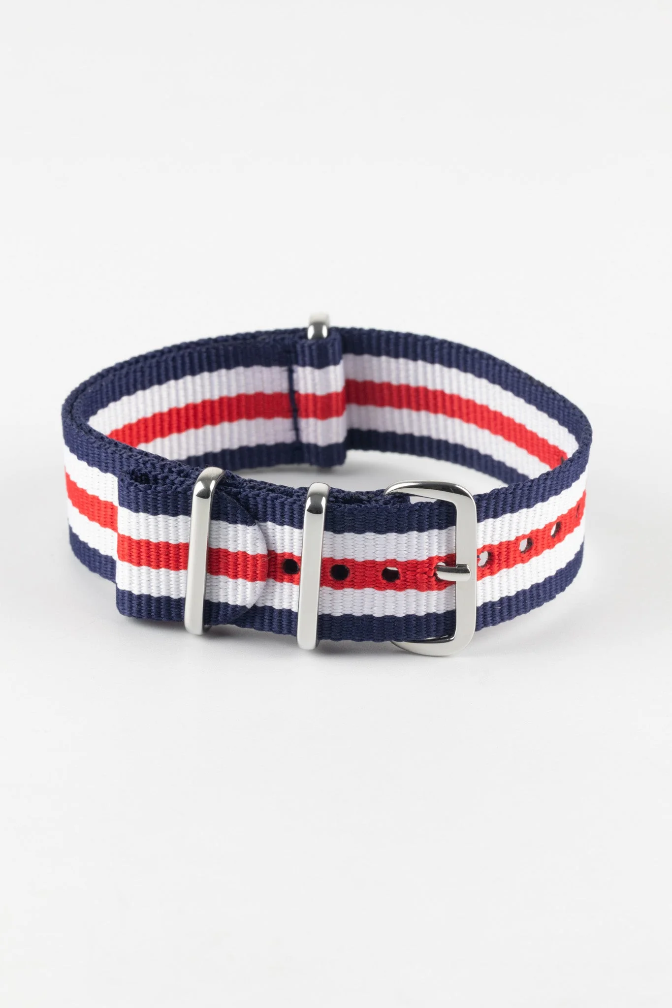 Hirsch RUSH Nylon One-Piece Watch Strap in BLUE / WHITE / RED - Image 5