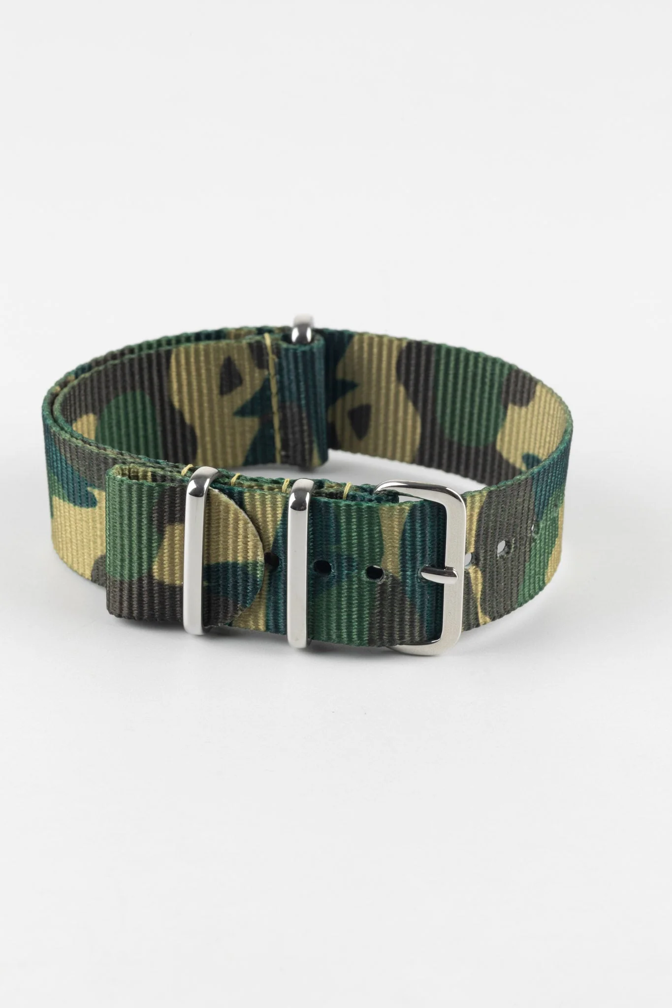 Hirsch RUSH Nylon One-Piece Watch Strap in GREEN CAMOUFLAGE - Image 5
