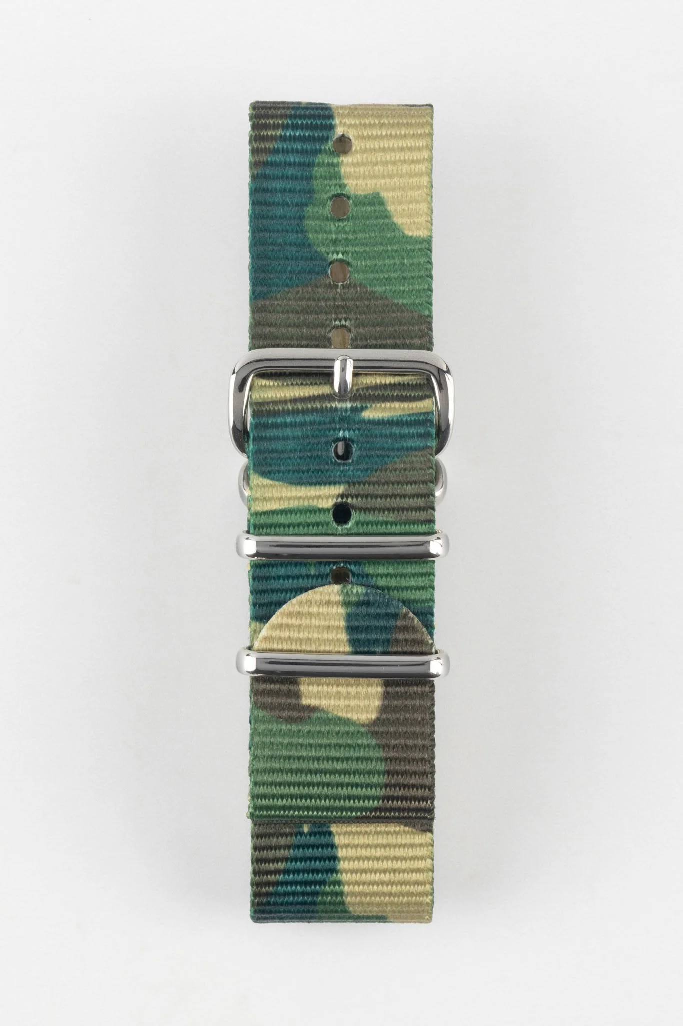 Hirsch RUSH Nylon One-Piece Watch Strap in GREEN CAMOUFLAGE - Image 7