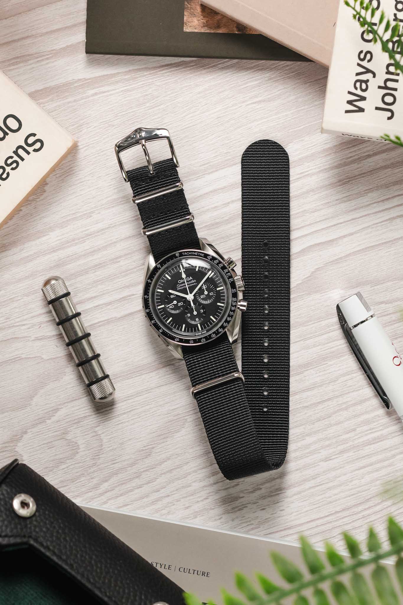 Hirsch RUSH RECYCLED Polyester Watch Strap in BLACK - Image 8