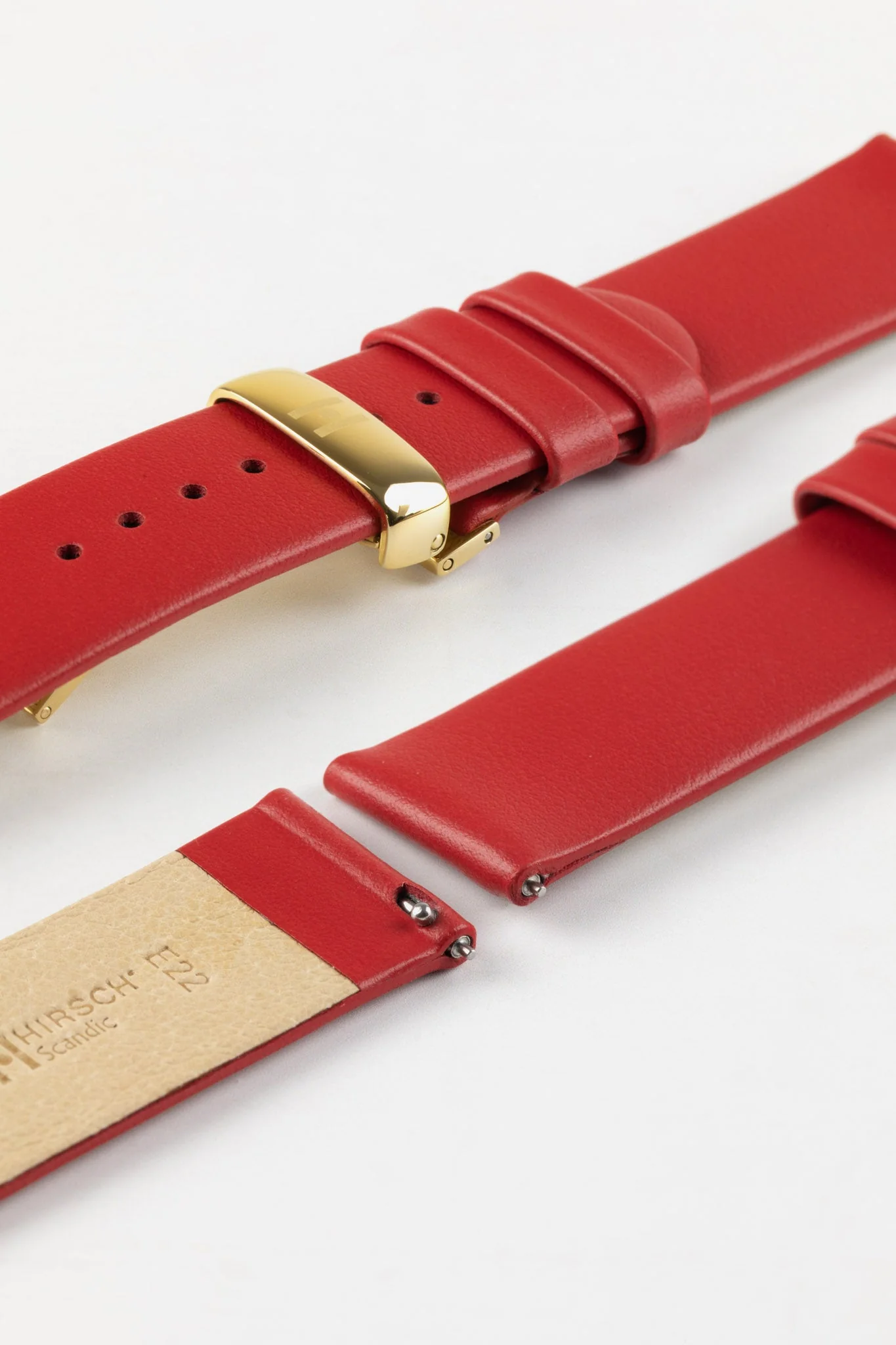 Hirsch SCANDIC Calf Leather Watch Strap in RED - Image 10