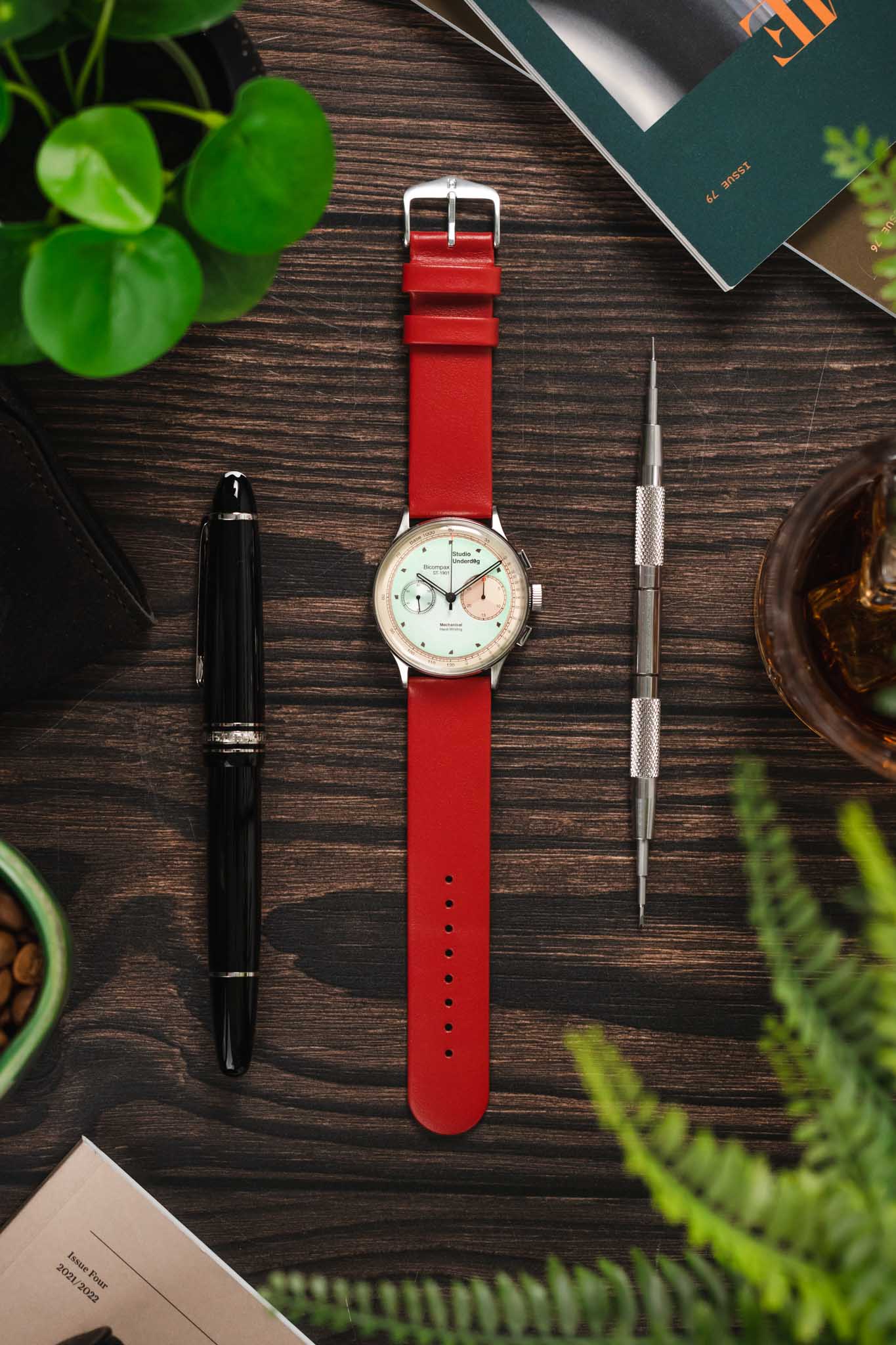 Hirsch SCANDIC Calf Leather Watch Strap in RED - Image 6